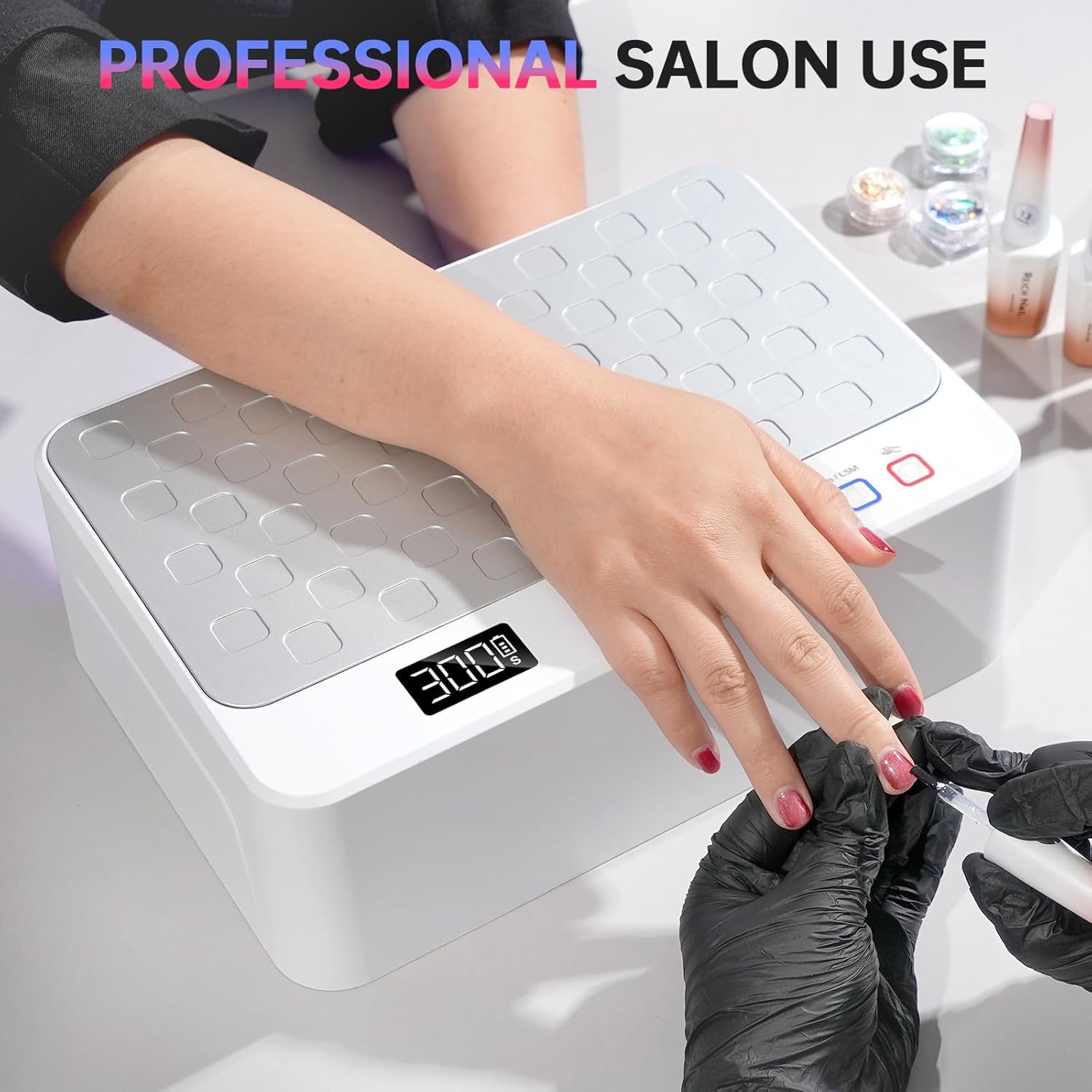 UV LED Nail Lamp, Rechargeable UV Light for Gel Nails, Luxury Nail Dryer, Curing Lamp for Gel Polish Dryer, Two Hand with Special Red Light Skincare, 4+2 Timer