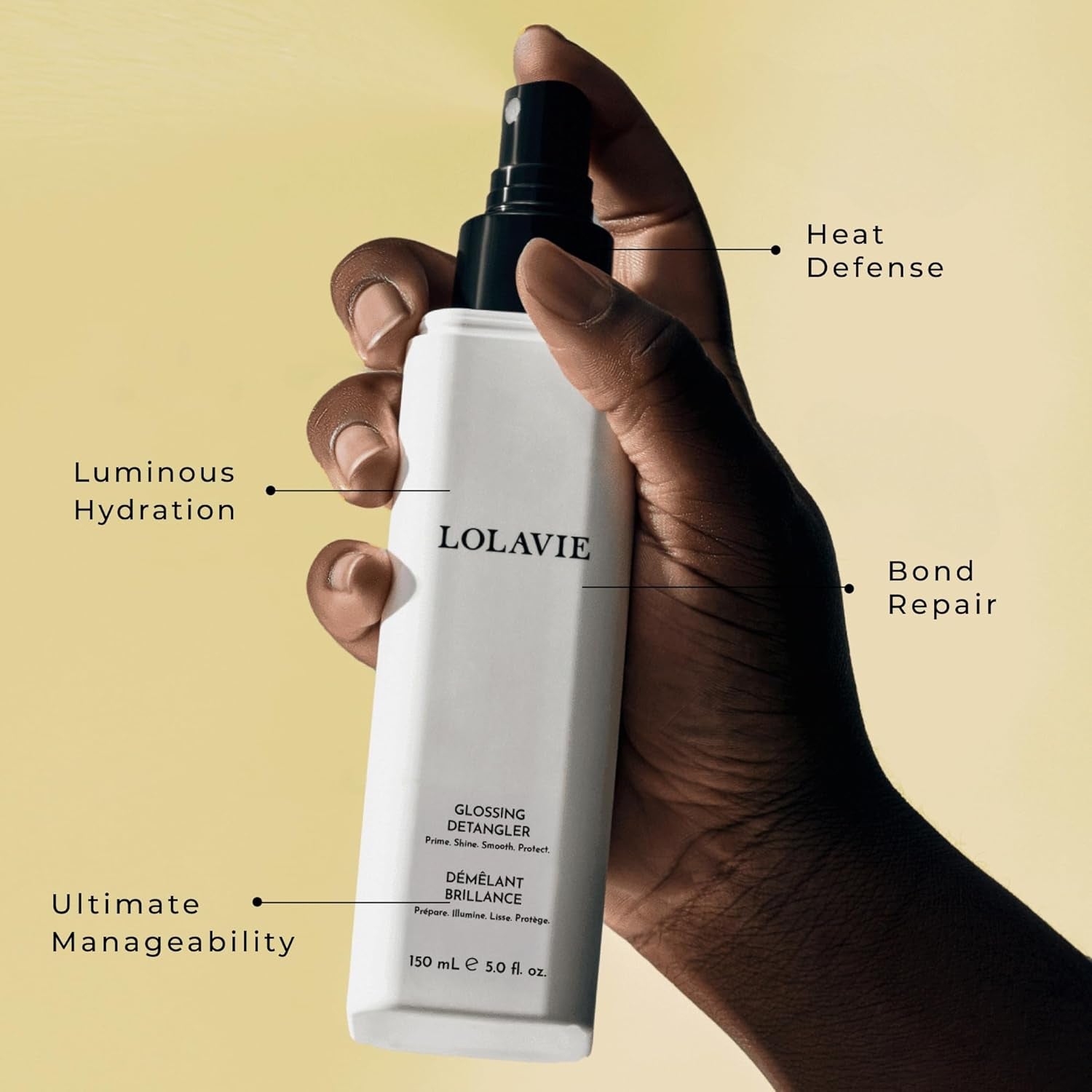 Glossing Detangler - 5 Oz - Delivers 15X Softer, Smoother Hair & 99% Reduction in Flyaways - 450-Degree Heat Protectant - Color Safe - All Hair Types