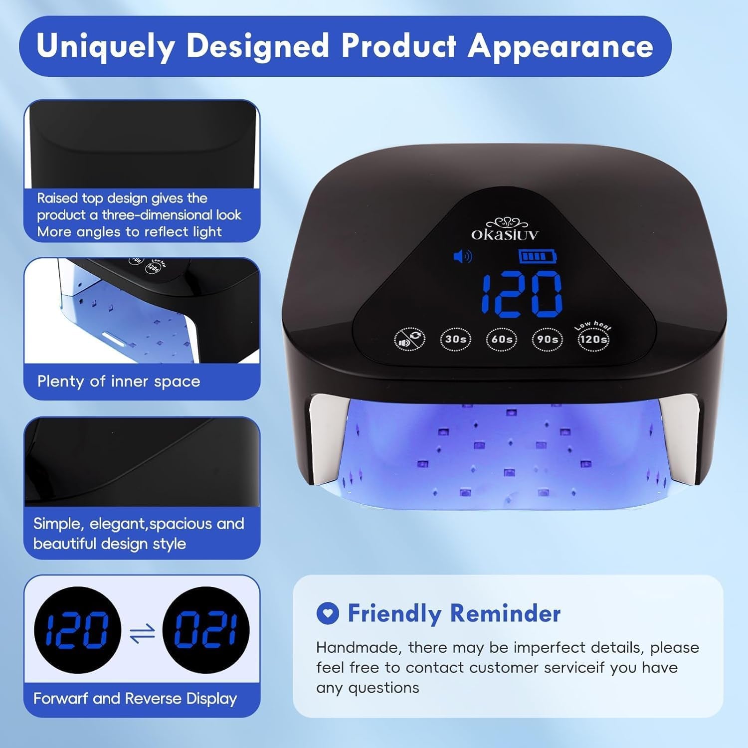 UV LED Nail Lamp with UV Gloves,Magnetic Metal Mirror Base Cordless Nail Dryer, Gel Polish Curing Light with 4 Timers,Touch Control Display,Auto Sensor for Professional Salon & Home