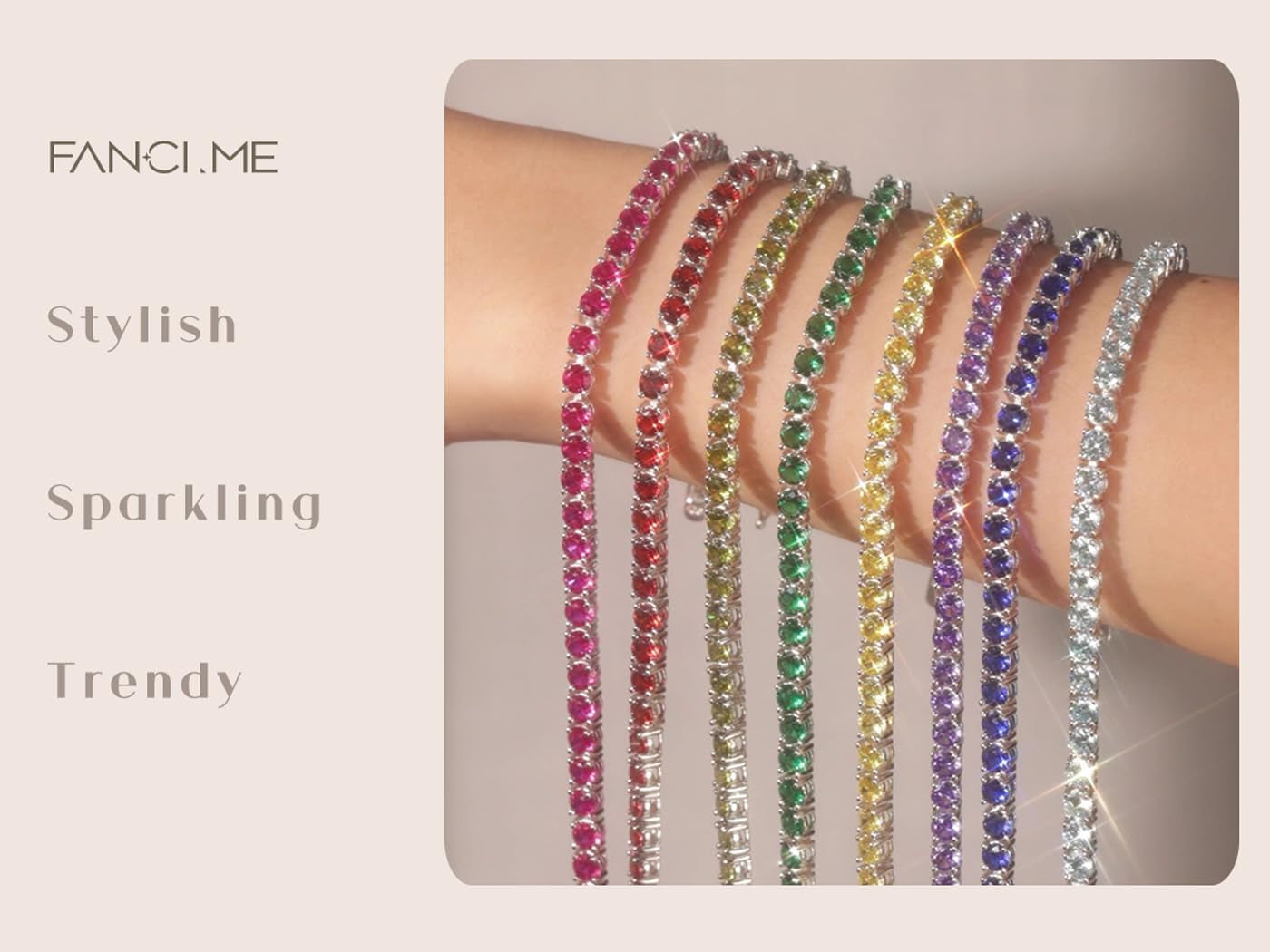 Birthstone Bracelet Sterling Silver Gemstone Tennis Bracelets Fine Jewelry Wedding Bridal Prom Birthday Gift for Women Her, Length 7.2 Inch Width 4Mm