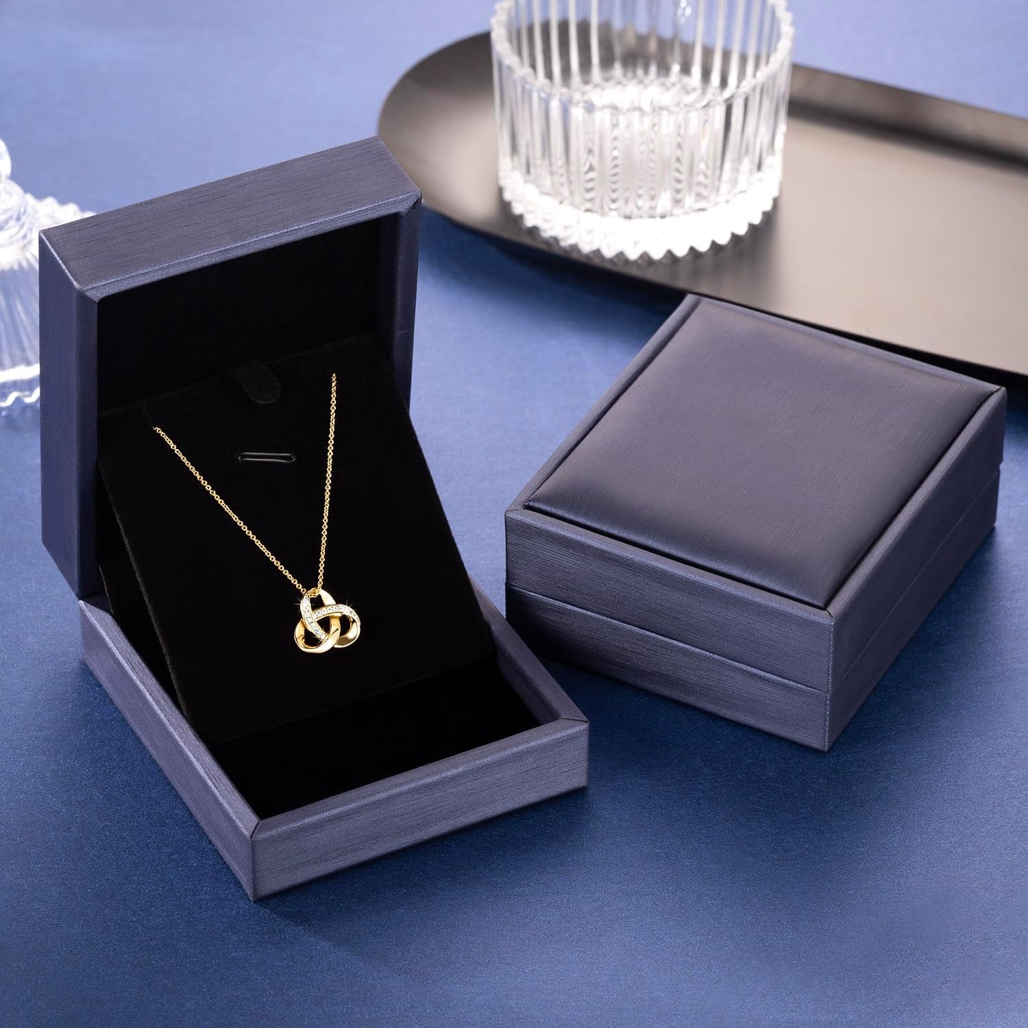 14K Gold Necklaces for Women Trendy Love Knot Infinity Interlocking Knot Necklaces Pendant Necklace for Women Diamond Necklace Adjustable in Length 18In