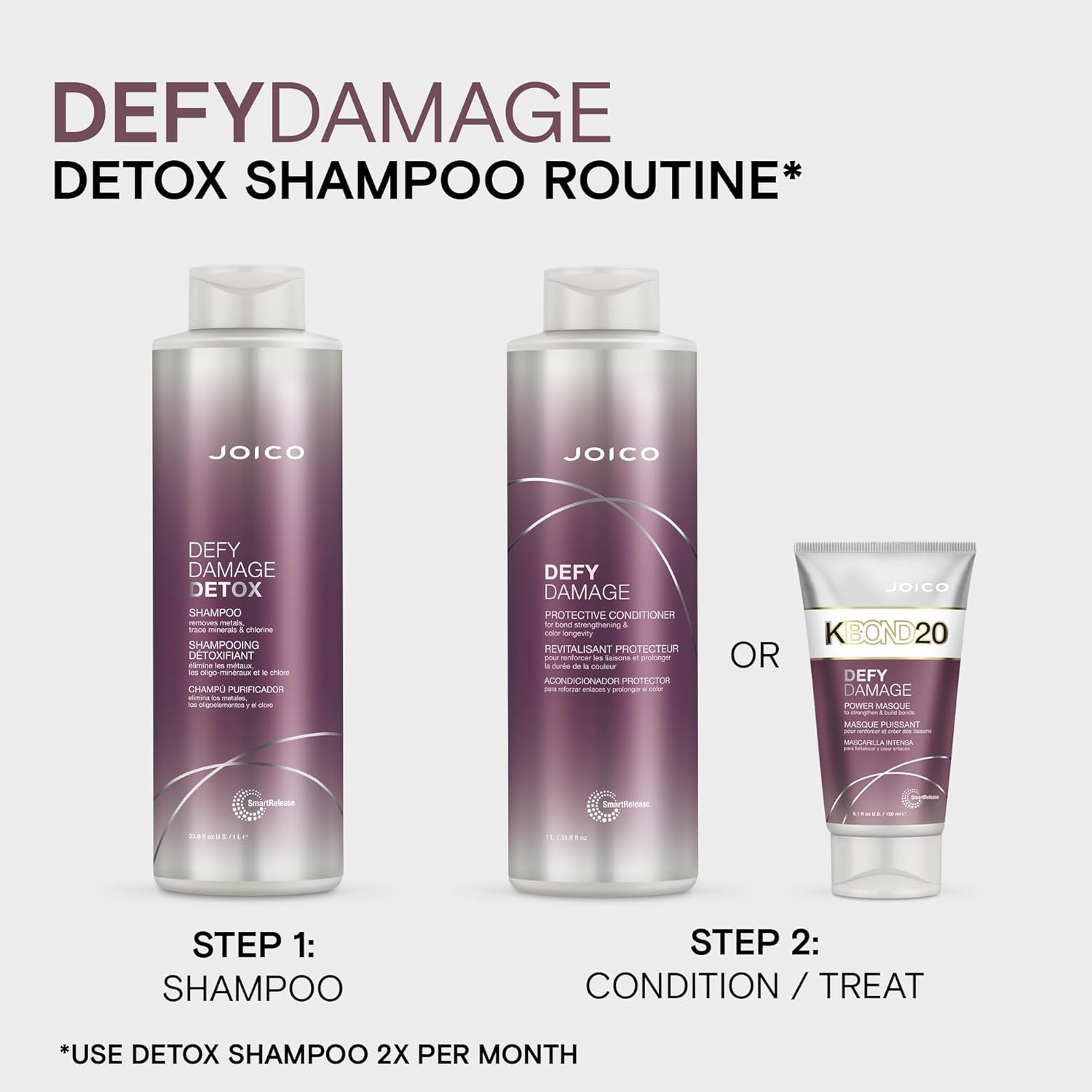 Defy Damage Detox Shampoo | Removes Chlorine, Hard Water Residue, Product Buildup, Metals, & Trace Minerals | Strengthens Bonds & Preserves Hair Color | Vegan | Sulfate-Free