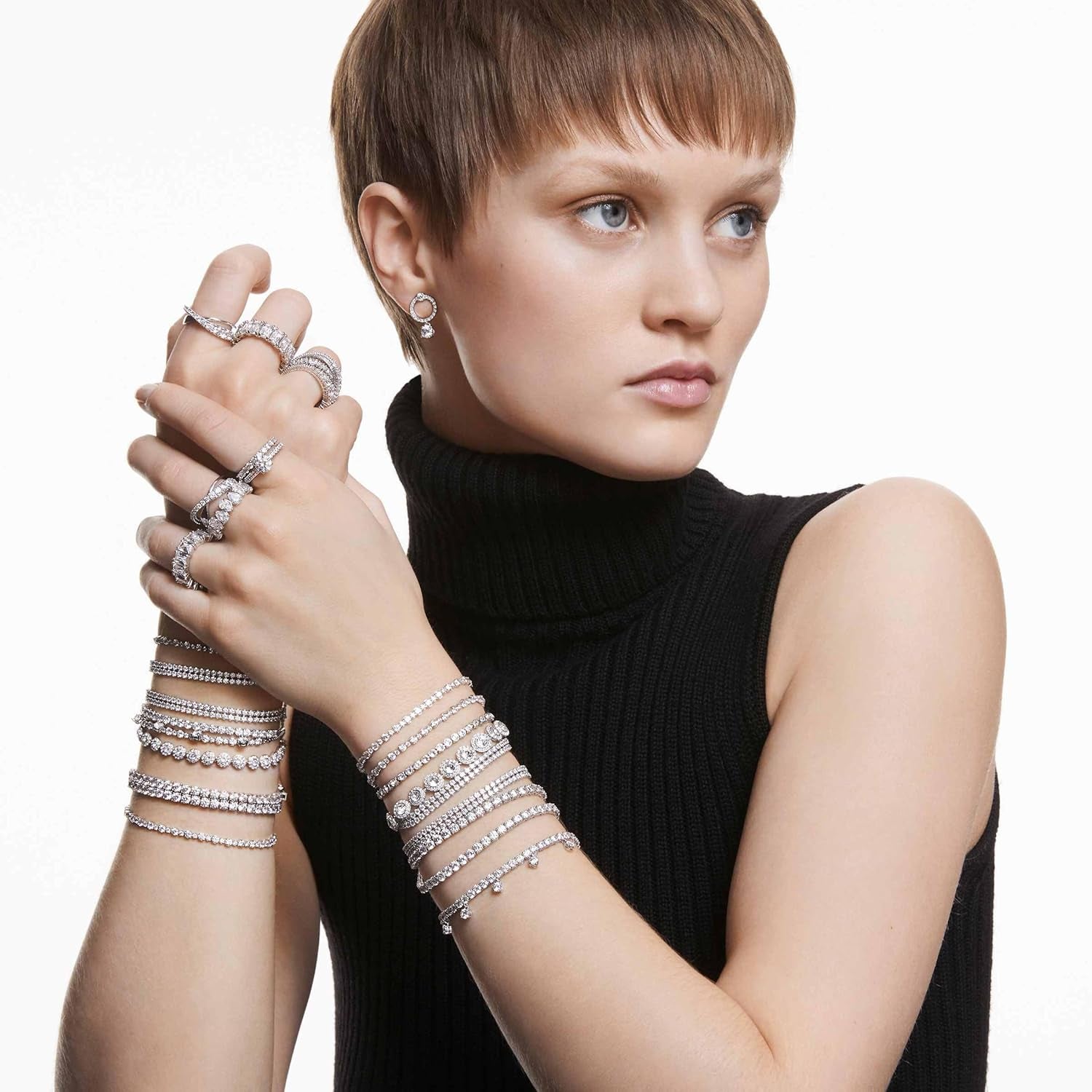 Subtle Bracelet Jewelry Collection, Clear Crystals