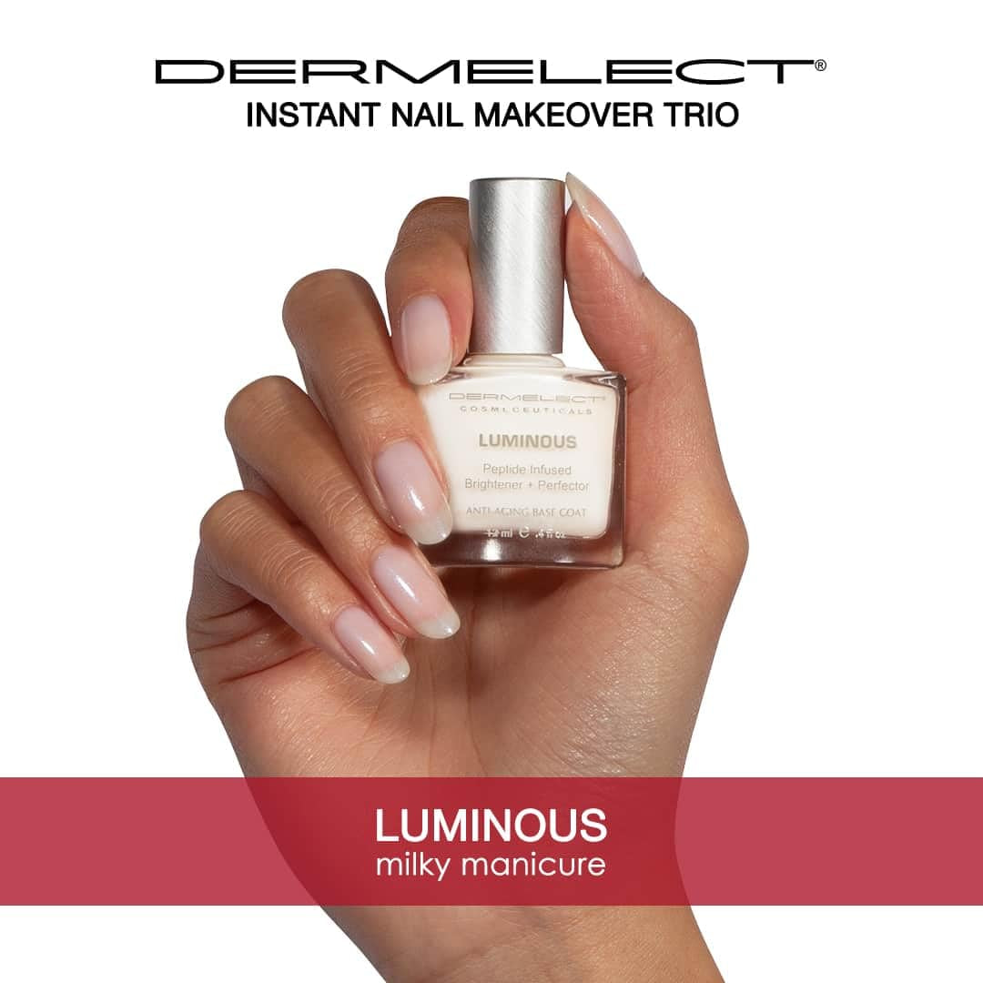 Instant Nail Makeover Trio - Luminous Nail Brightener, Makeover Ridge Filler & Camo-Nude Base Coat - Strengthen & Conceal Damaged Nails, Peptide Infused, Nail Repair & Treatment (3 Pc Set)
