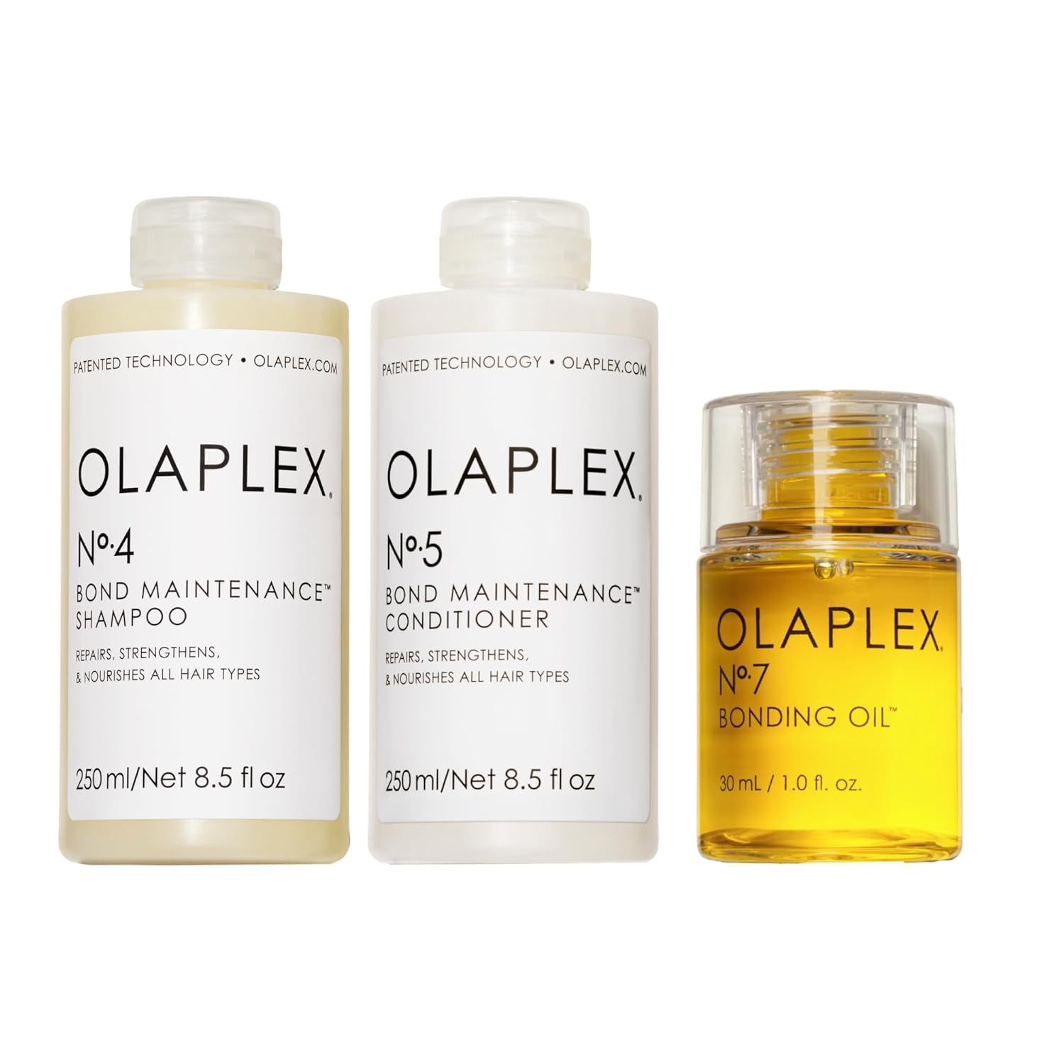 Olaplex Wash and Shine Kit — No.4 Shampoo 8.5 fl oz / 250 mL + No.5 Conditioner 8.5 fl oz / 250 mL + No.7 Bonding Oil 1 fl oz / 30 mL