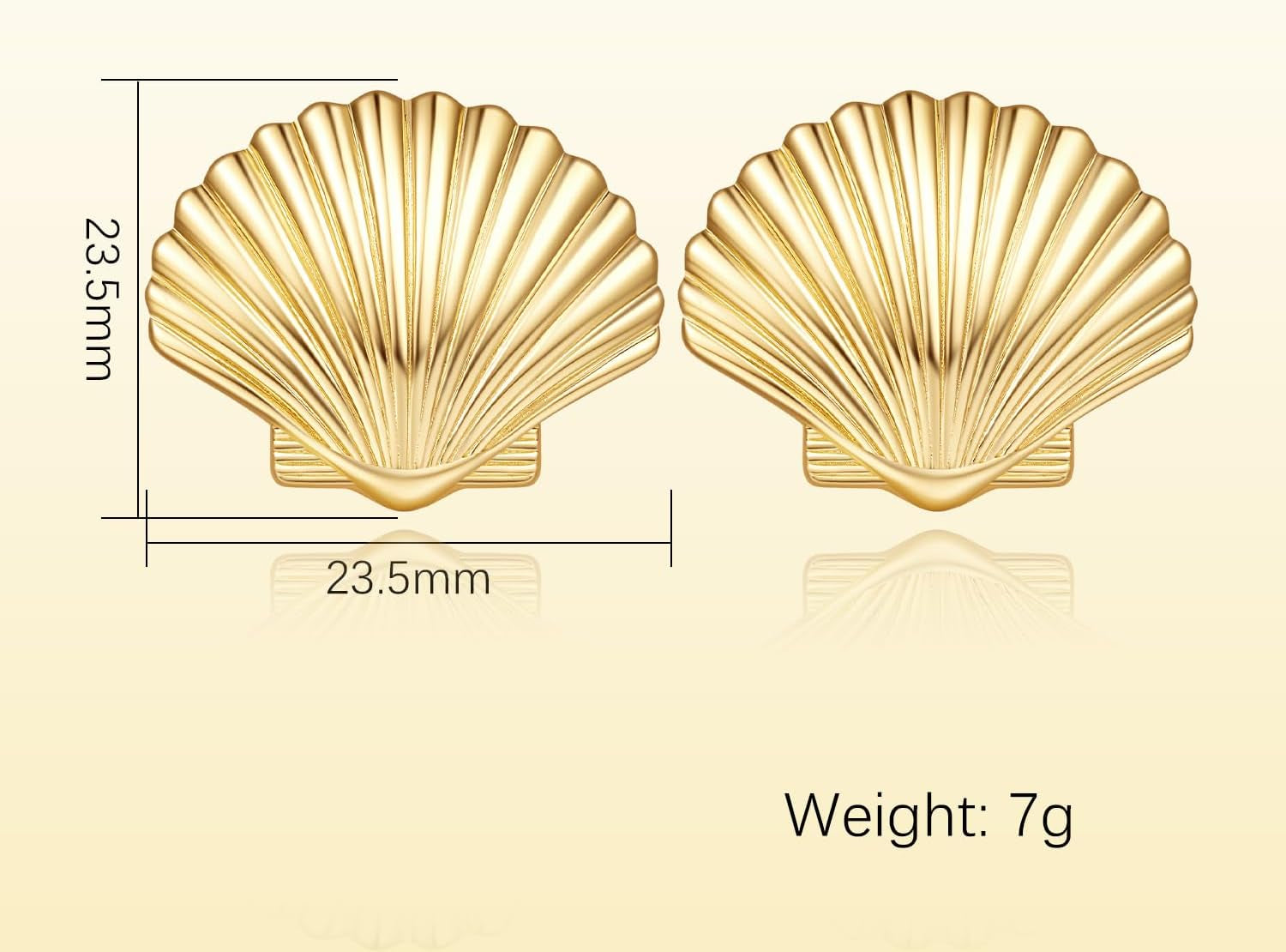 Gold Earrings for Women 14K Gold Studs Earrings for Women Stud Shell Earring for Womens Studs Realistic Shell Texture Stud Earring for Womens 23.5Mm