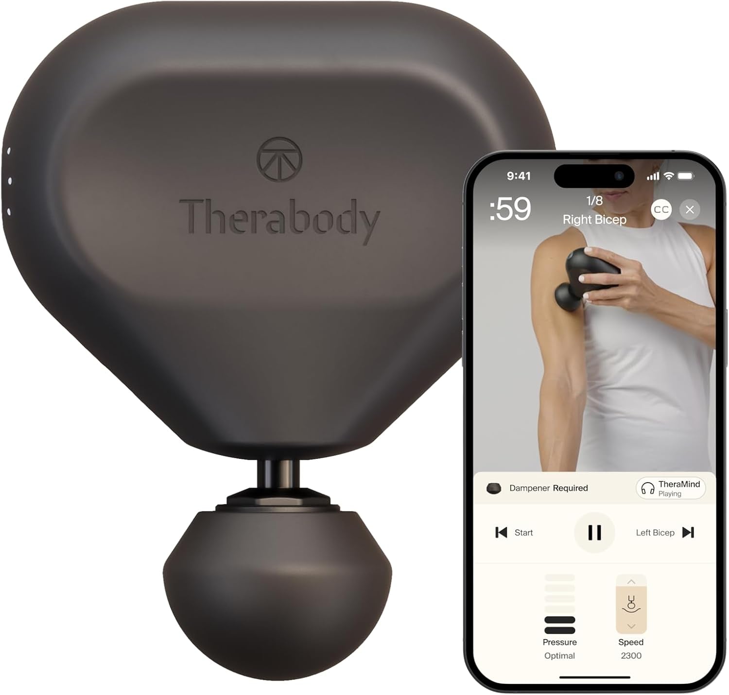 Therabody Mini (3rd Generation) - Ultra Portable Percussive Massage Device for Travel Recovery and Daily Muscle Relief