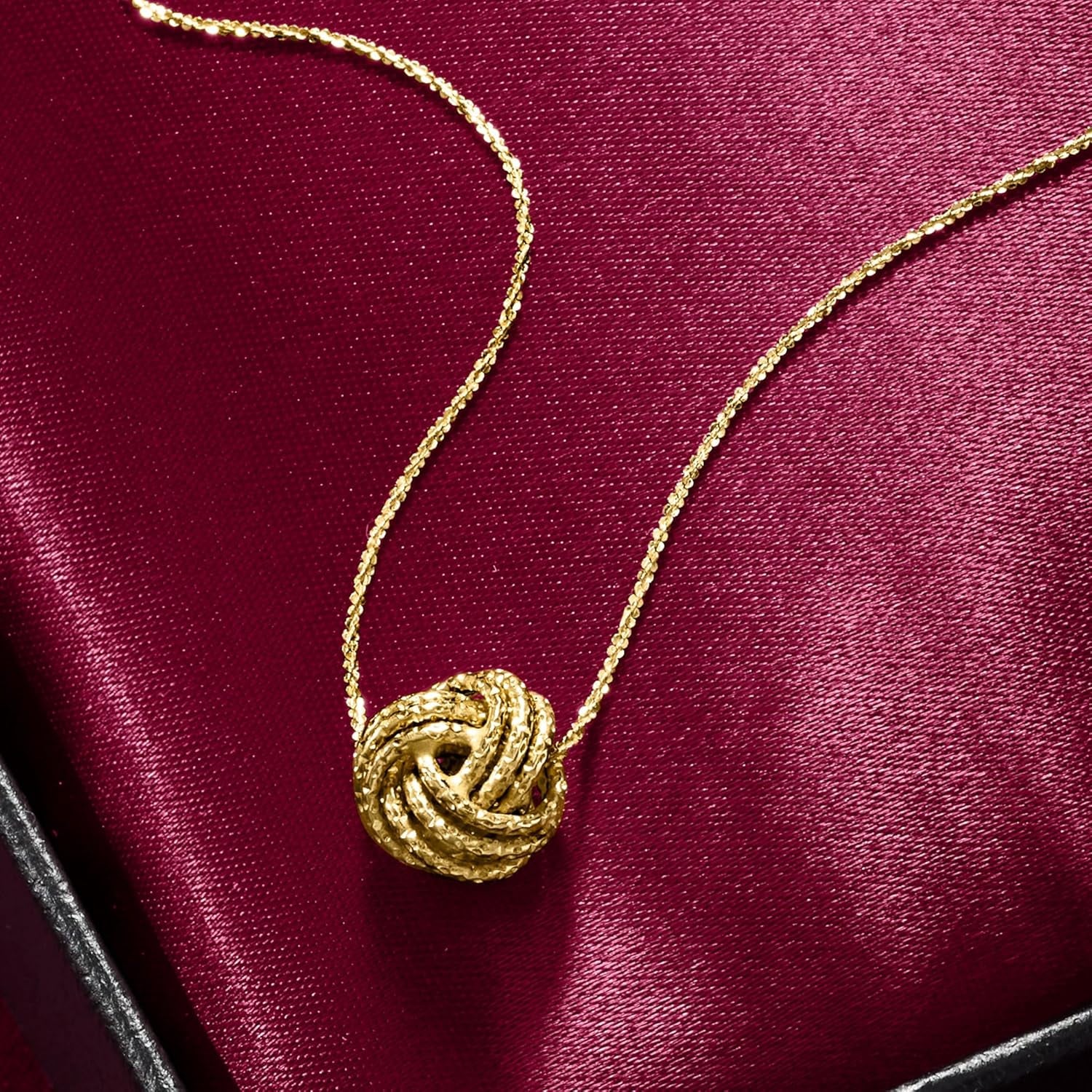 Italian 14Kt Yellow Gold Textured Love Knot Necklace
