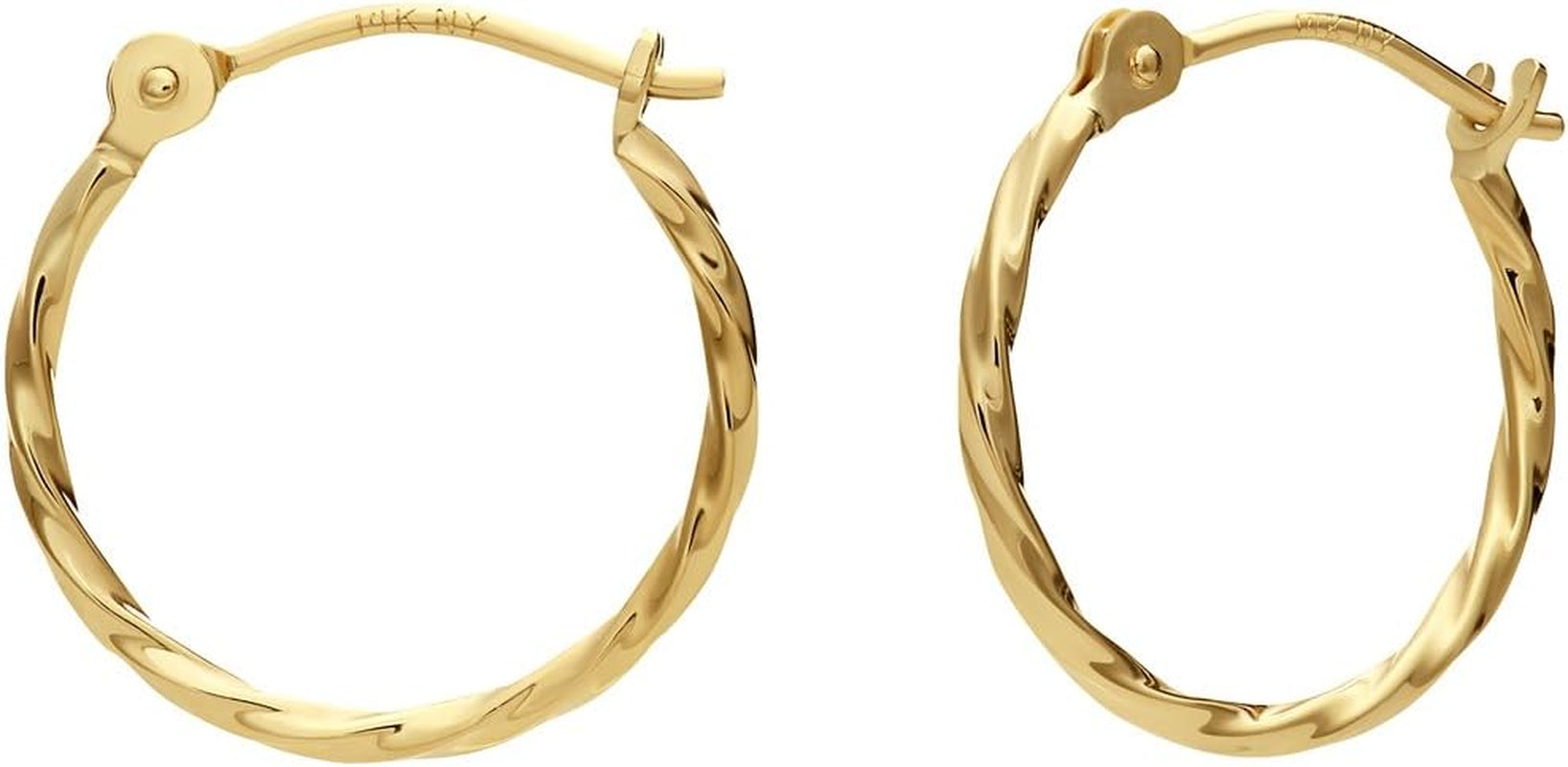14K Yellow Gold Twisted round Hoop Earrings