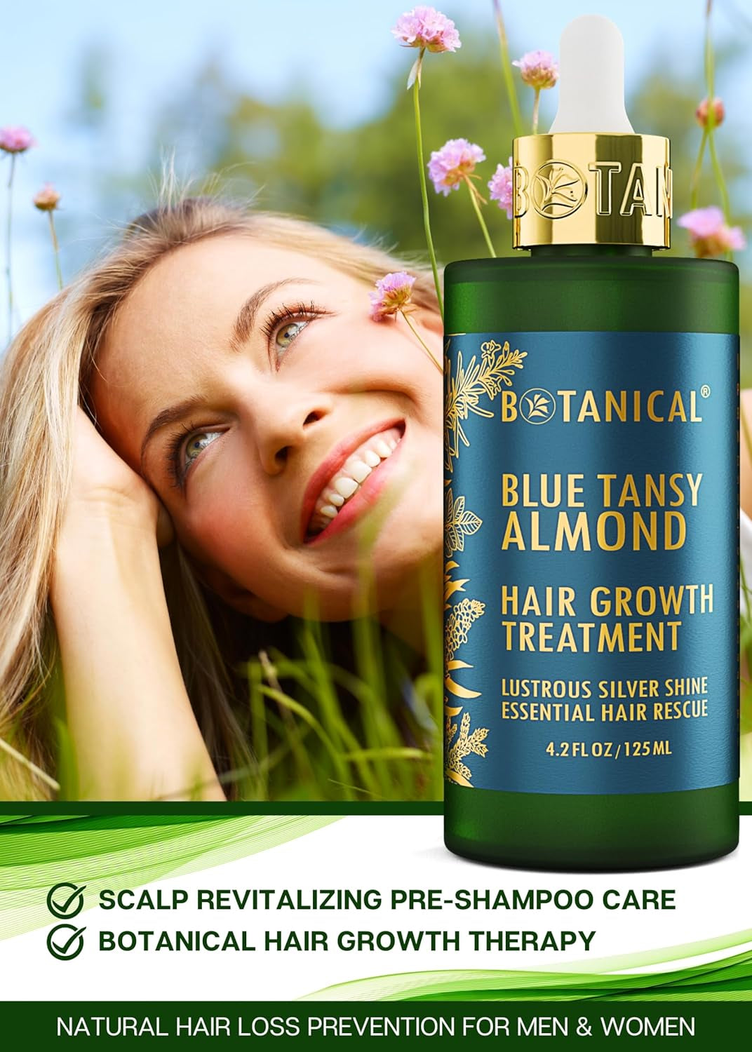 Botanical Hair Growth Treatment Revitalizing Hair Oil for Hair Thinning Prevention Pre-Shampoo Scalp Stimulating Head Spa Detox Natural Anti-Hair Loss Products with Biotin for Grey Blonde Hair Types
