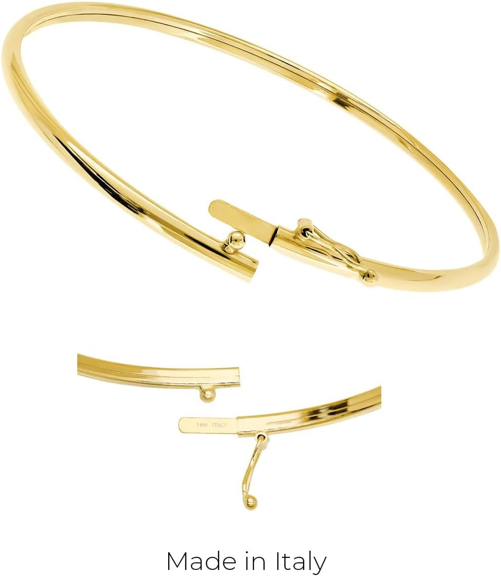 Lucchetta - Small Gold Bangle 7" Bracelet 14Kt Real Yellow Gold - Womens 14K Bangles, Authentic Italian Jewelry from Italy