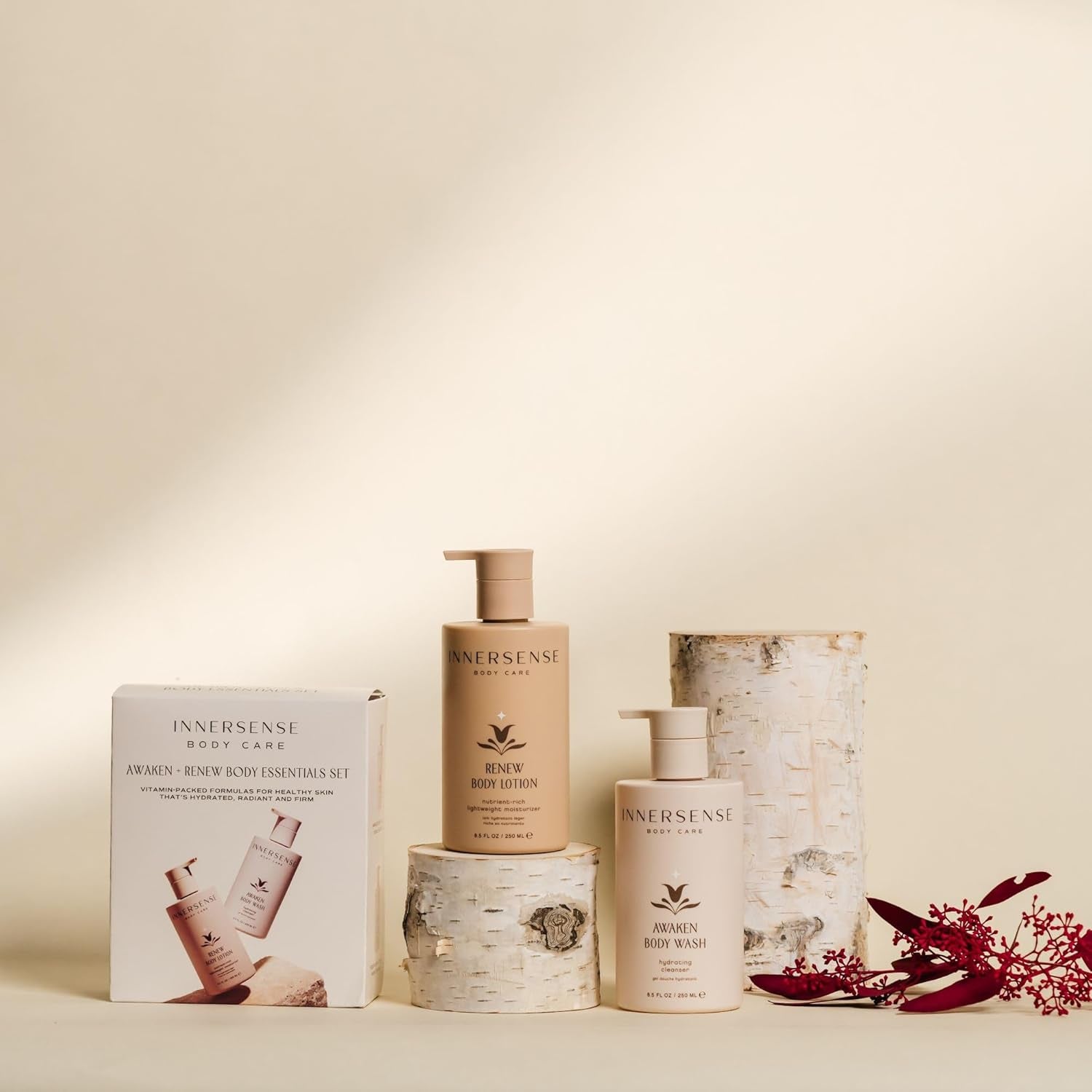 Innersense Awaken and Renew Organic Body Essentials Set with Body Wash and Body Lotion