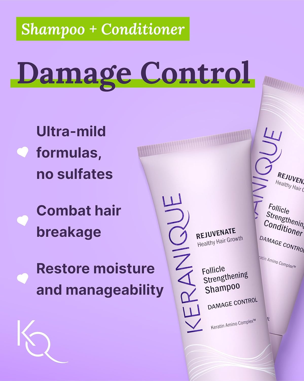 Damage Control Set for Thinning Hair - Shampoo and Conditioner for Damaged Hair, Follicle Booster Serum, Lift & Repair Spray - Keratin Enriched Repair Products for Women with Dry, Thin Hair