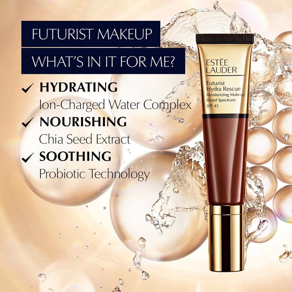 Futurist Hydra Rescue Moisturizing Foundation SPF 45 for a 12-Hour Glow, 1.2 Fl Oz