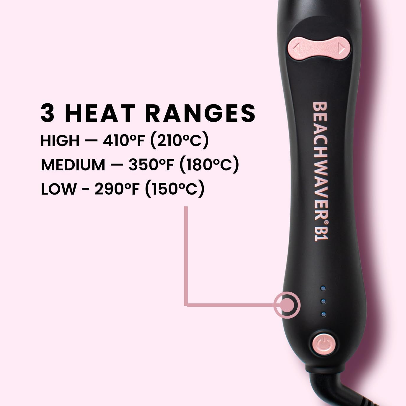 B1 Rotating Curling Iron - Automatic 1" Ceramic Curling Iron - Easy-To-Use Spinning Wand for Long-Lasting Waves, Auto-Shut Off, Travel-Friendly, Dual Voltage (BW160), Midnight Rose