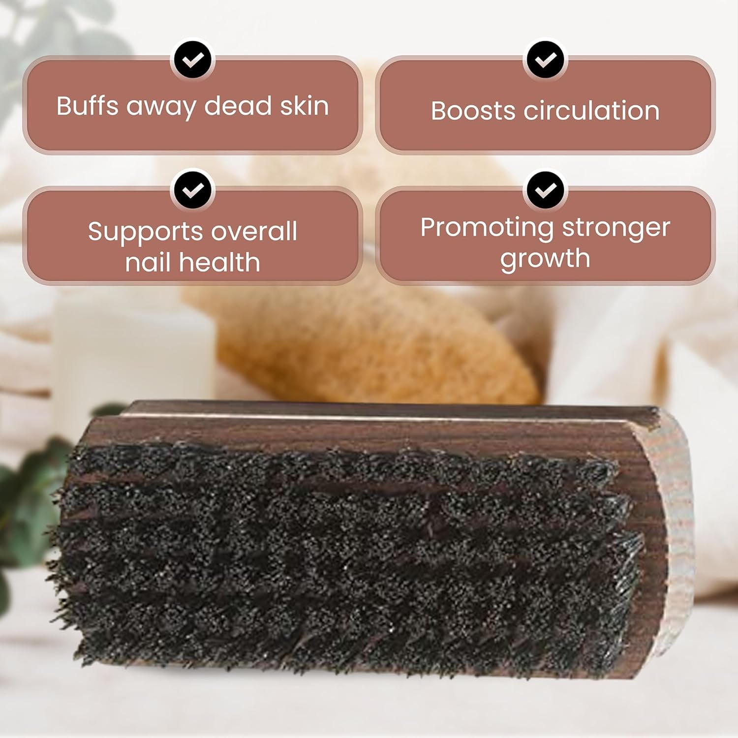 Since 1869 Hand Made in Germany Thermo Beech Wood Black Bristle Nail and Hand Brush