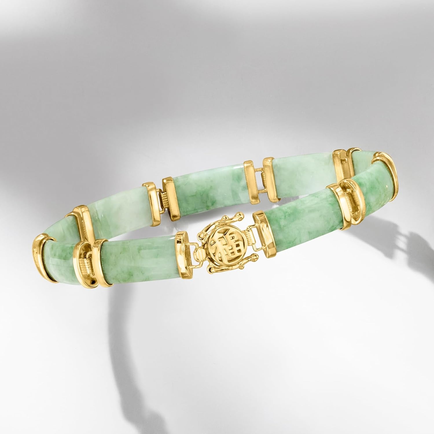 Jade Good Fortune Bracelet in 18Kt Gold over Sterling