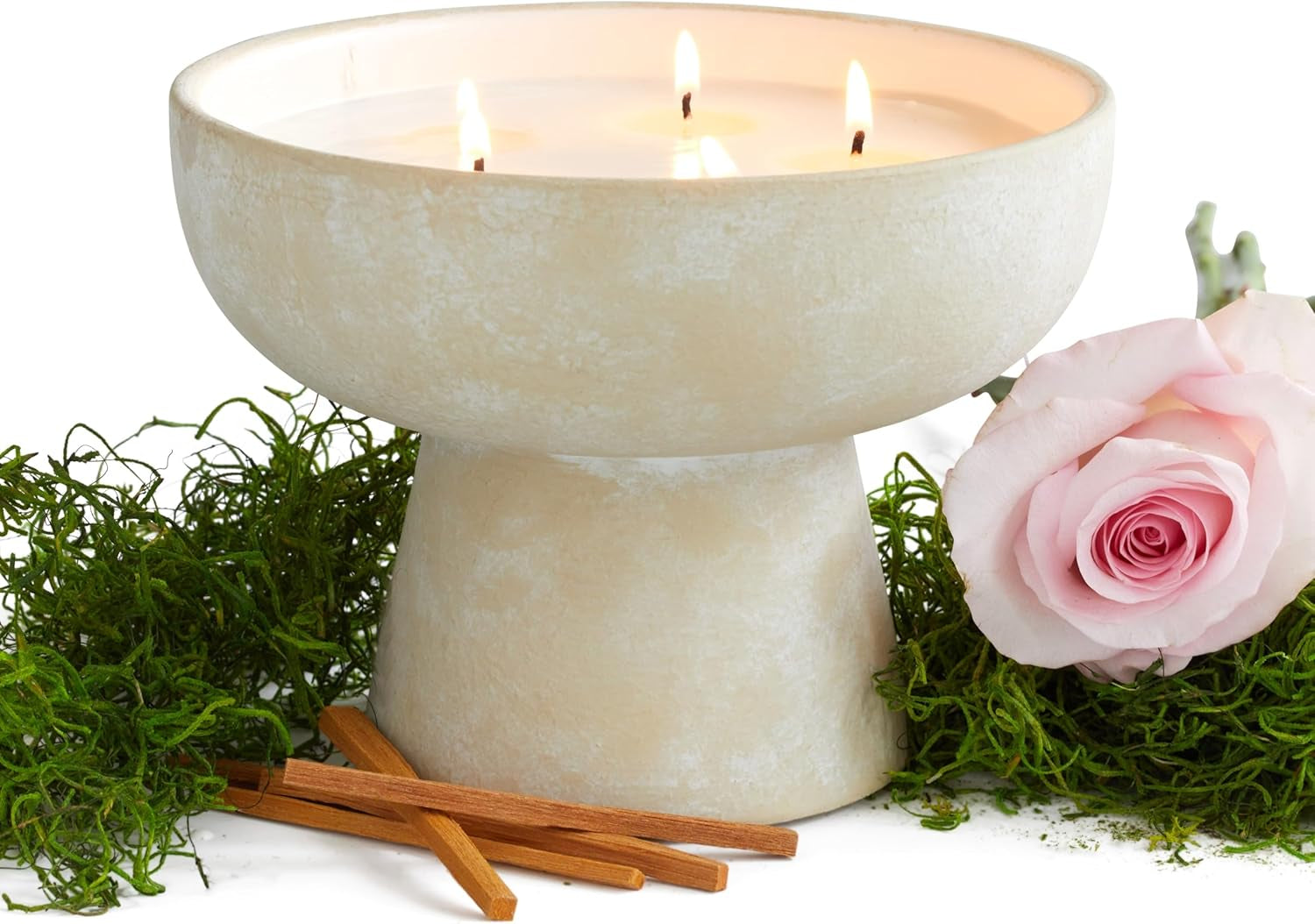 5 Wick Blueme Romance Refillable Candle with Oakmoss and Sandalwood in Handcrafted Ceramic Vessel