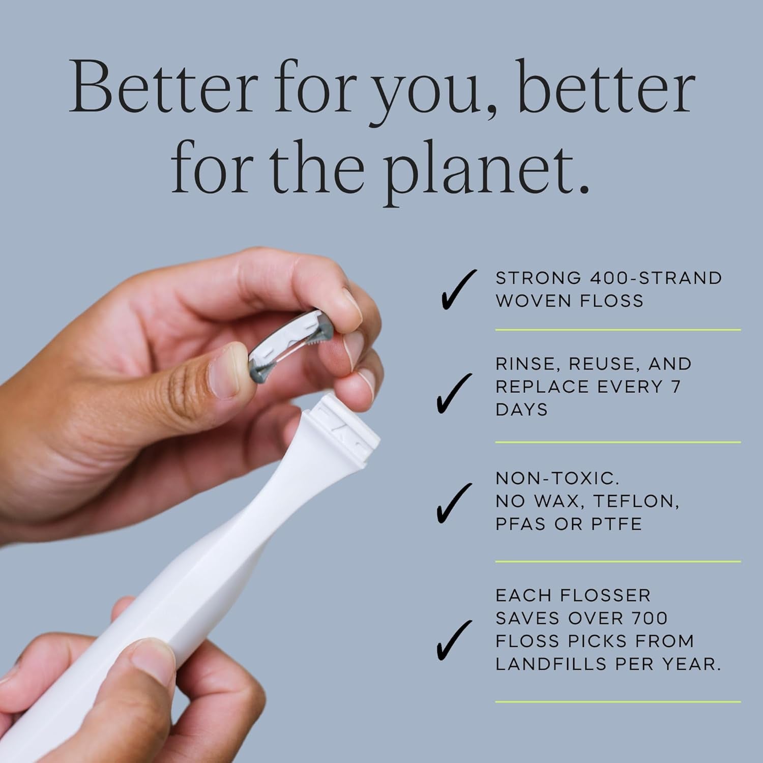 Electric Flosser | Luxury Electric Dental Flosser for Teeth W/ 3 Speeds - Dentist Invented | Reusable Non-Toxic Floss, Tongue Scraper & Gum Care | Power Dental Flossers for Adults & Kids