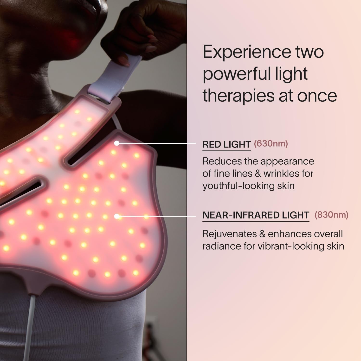 Red Light Therapy Mask for Neck & Chest | Red Light & near Infrared Light Device for Décolleté | Rejuvenates the Skin, Smooths Look of Fine Lines & Wrinkles | Anti-Aging Skincare at Home