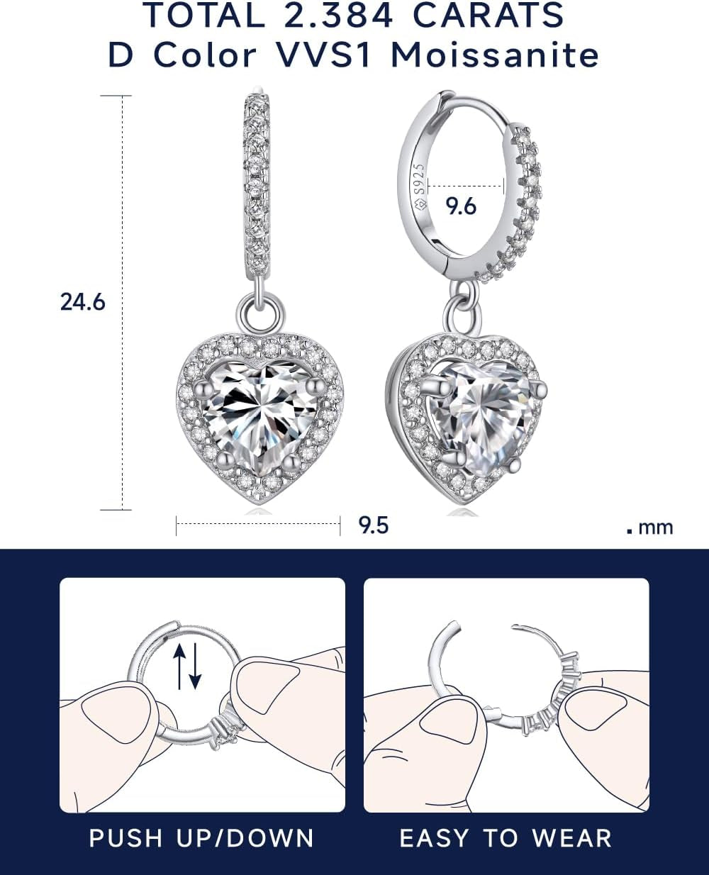 Drop Earrings for Women, Women'S Gift for Valentine Birthday, D Color VVS1 Dancing Moissanite Earrings, 925 Sterling Silver Dangle Earrings
