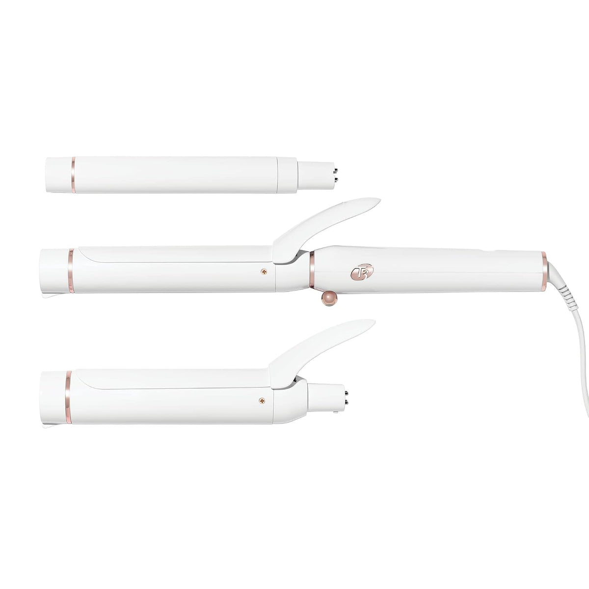 T3 Switch Kit Interchangeable Curling Iron | 3 Ceramic Barrels, White/Rose Gold