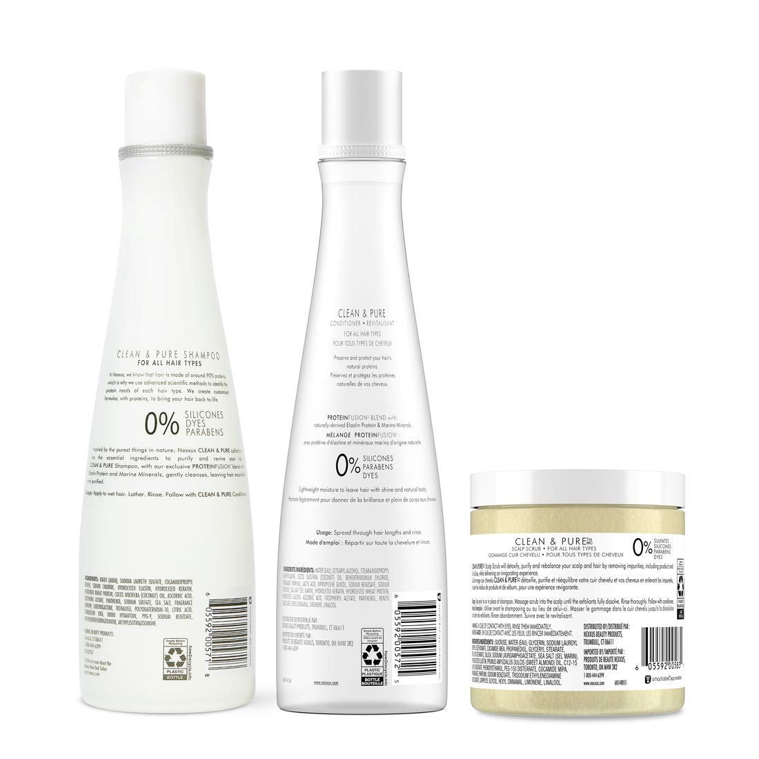 Clean & Pure Hair Regimen Pack Shampoo, Conditioner and Scrub Detox Hair Products Sulfate Free, Silicone Free, Paraben Free 3 Count