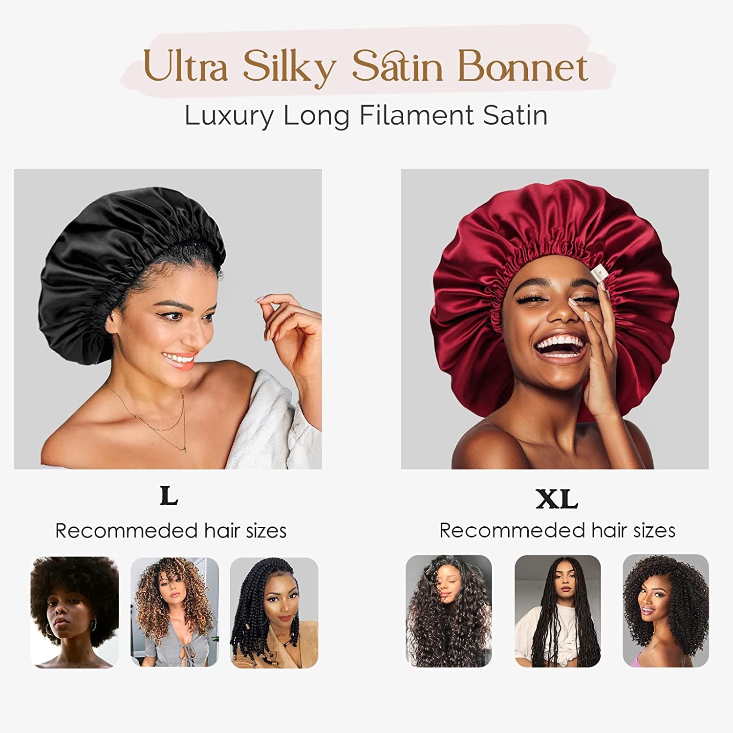 Silk Bonnet for Sleeping Satin Bonnet Hair Bonnets for Black Women and Men Double Layer Ajustable Bonnet for Curly Braids Hair