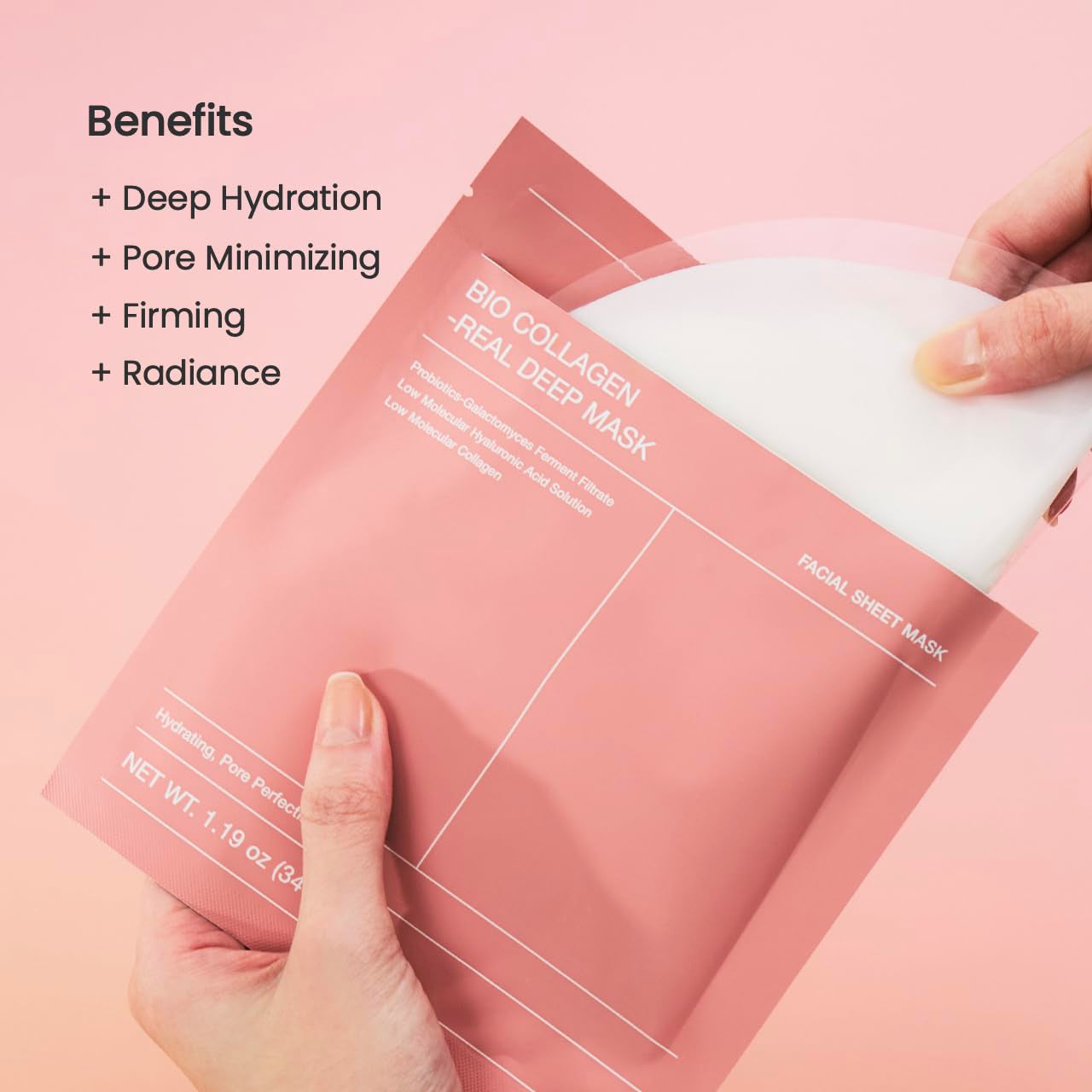 Bio-Collagen Real Deep Mask, Hydrating Overnight Hydrogel Mask, Pore Minimizing, Elasticity Improvement, 34G X16Ea