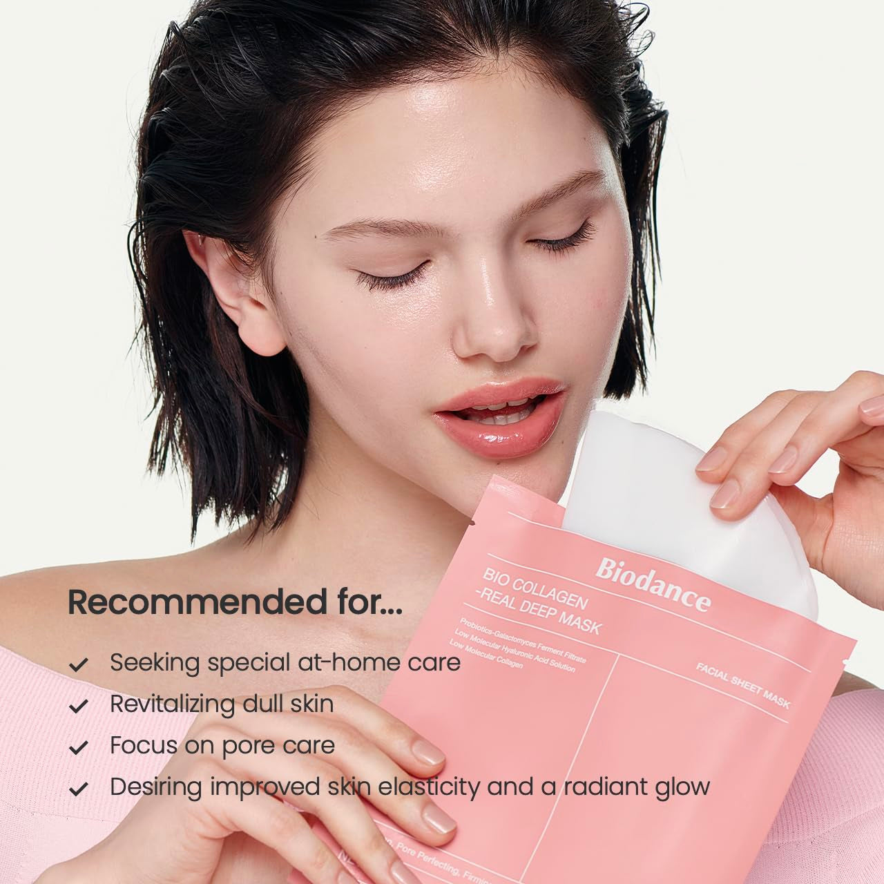 Bio-Collagen Real Deep Mask, Hydrating Overnight Hydrogel Mask, Pore Minimizing, Elasticity Improvement, 34G X16Ea