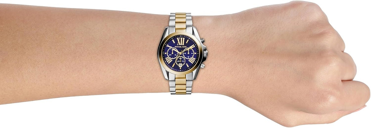 Michael Kors Bradshaw Chronograph Watch | Two-Tone, Navy Dial, 43mm
