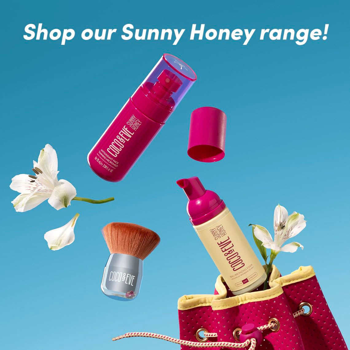 Sunny Honey Bali Bronzing Bundle (Medium). All Natural Sunless Tanning Mousse. Instant Self Tanning Lotion with Bronzer, Mitt Applicator and Kabuki Brush.