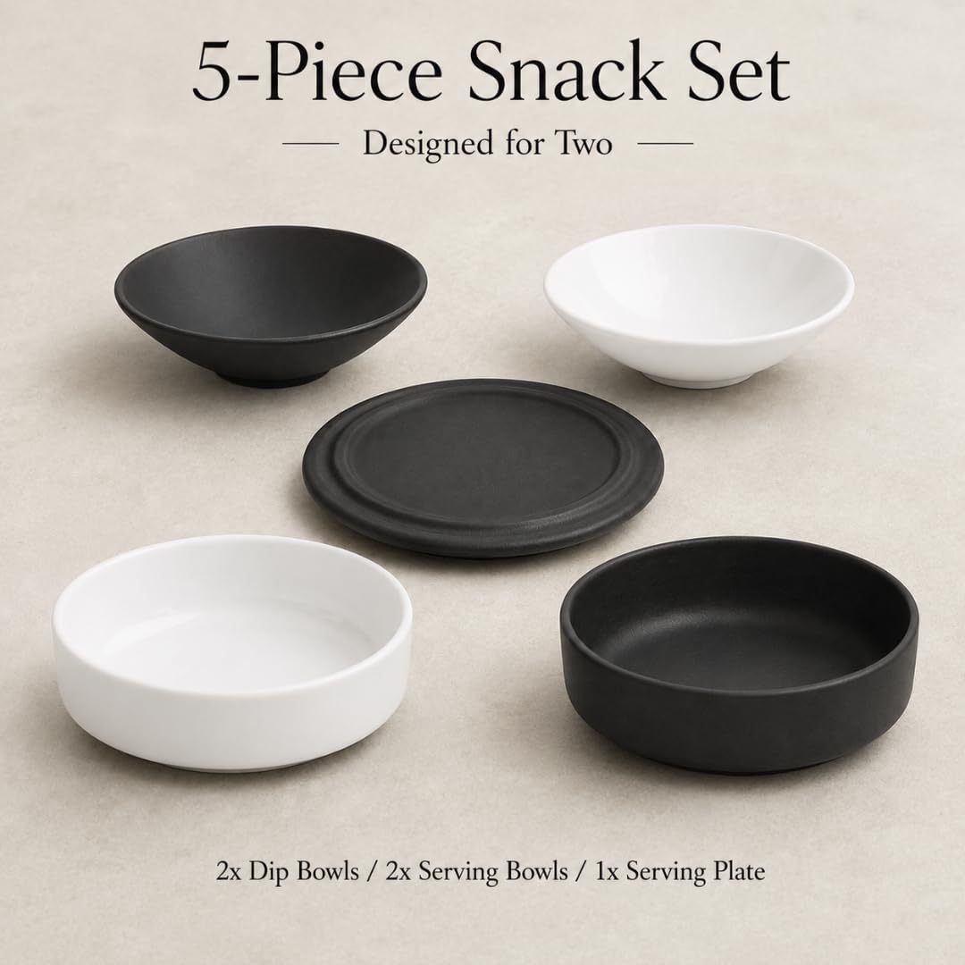 Villeroy & Boch La Petite Boule Appetizer Set | Black & White, 5-Piece