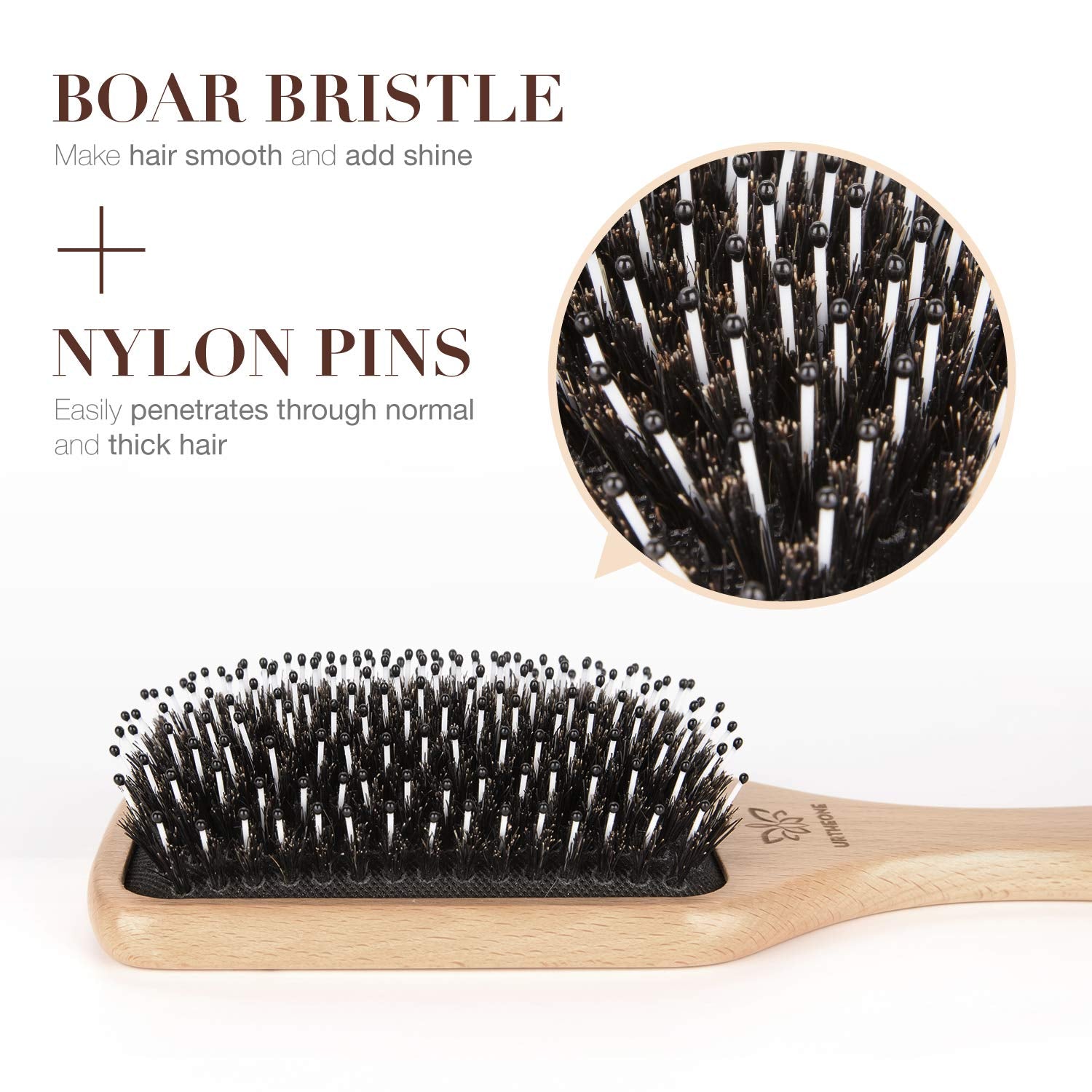 URTHEONE Boar Bristle Paddle Brush Set