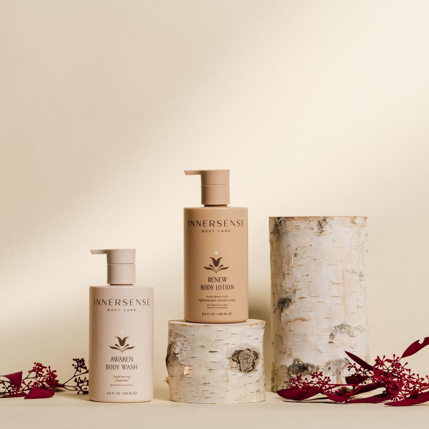 Innersense Awaken and Renew Organic Body Essentials Set with Body Wash and Body Lotion