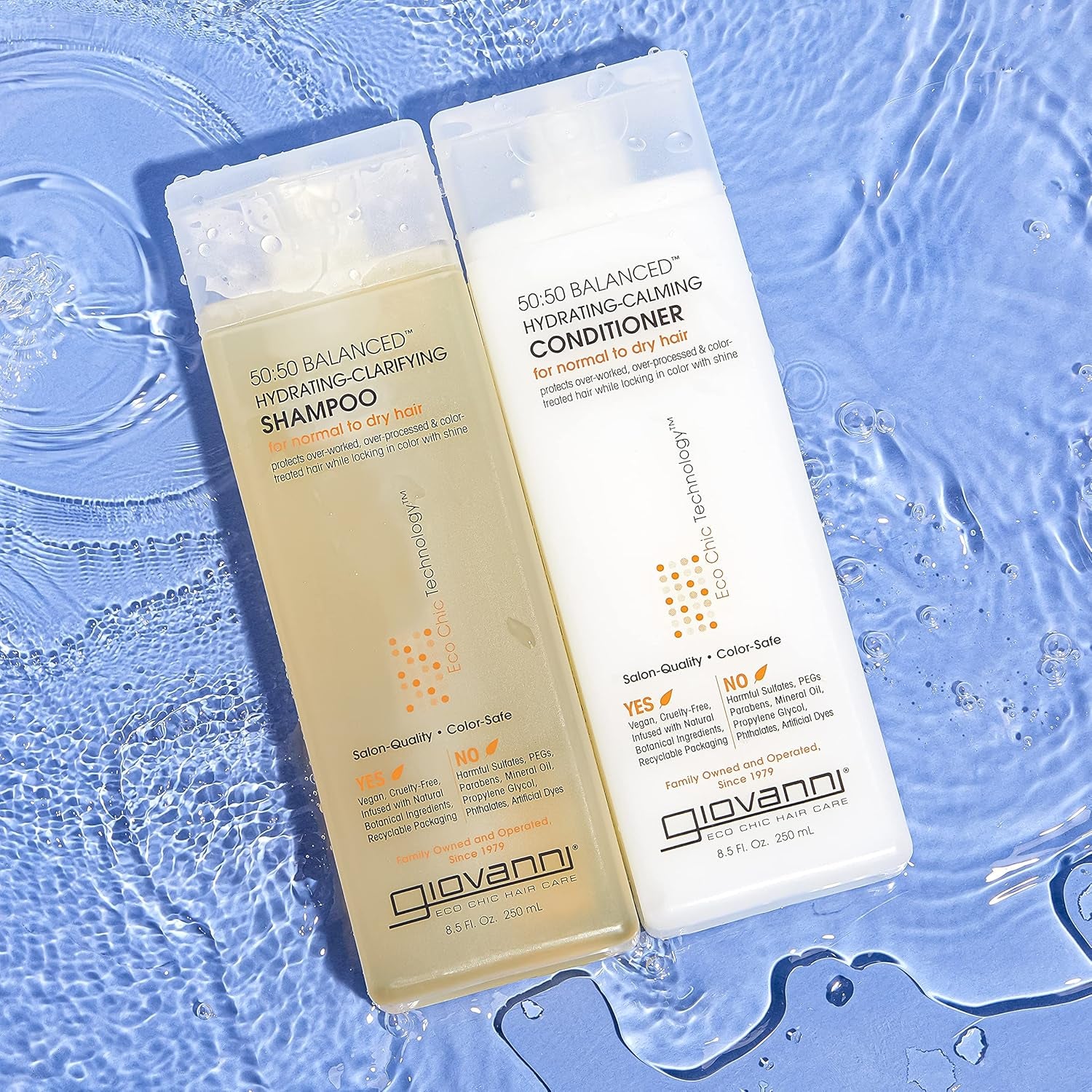 50:50 Balanced Shampoo & Conditioner Set - Hydrating, Clarifying, & Calming to Clean & Moisturize, for Over-Processed Hair, Salon Quality, No Parabens, Cruelty Free, Color Safe - 24 Oz Each