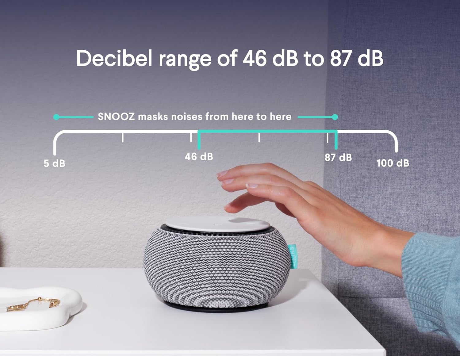 SNOOZ Smart White Noise Sound Machine Luxury Sleep Aid with Real Fan Technology