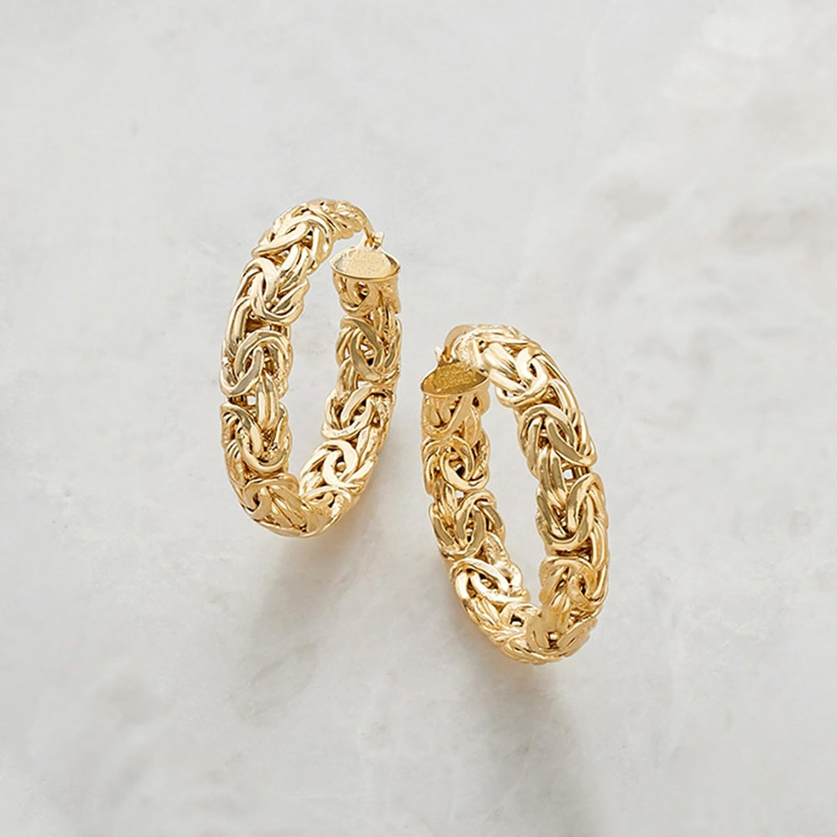Ross-Simons 18K Gold Over Sterling Byzantine Hoop Earrings | 1.25 Inch
