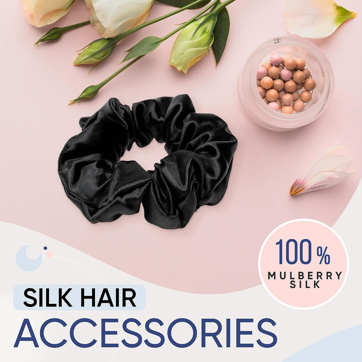 Blissy Silk Scrunchies | Black, Gold & Pink, 3-Pack