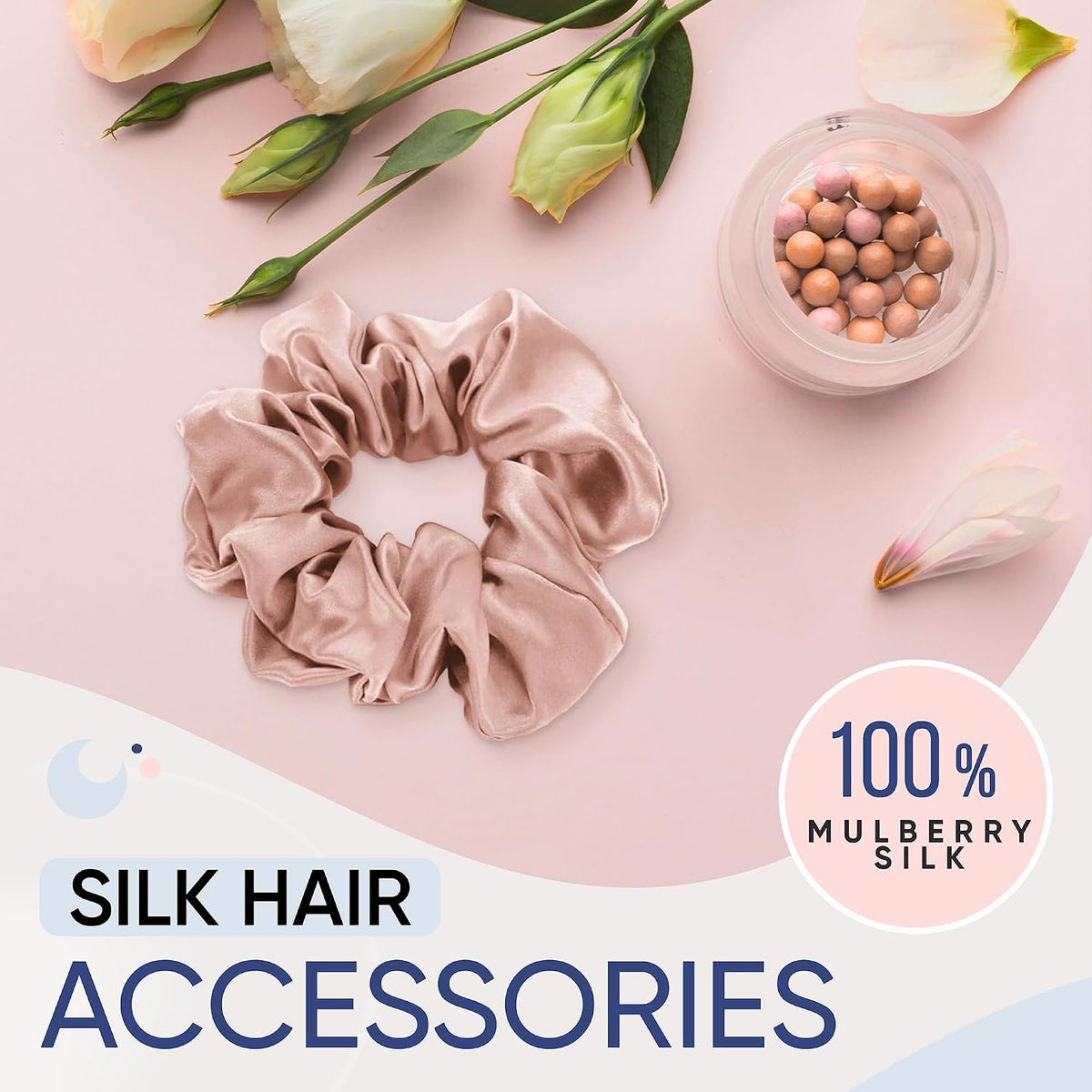 Blissy Silk Scrunchies | Black, Gold & Pink, 3-Pack