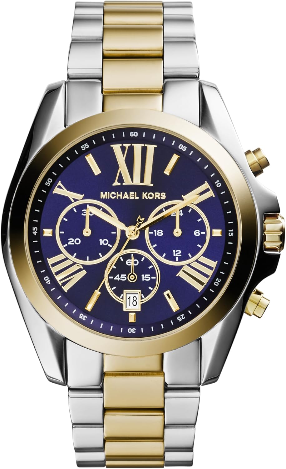 Michael Kors Bradshaw Chronograph Watch | Two-Tone, Navy Dial, 43mm