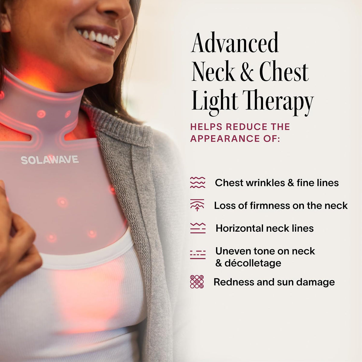 Solawave Neck & Chest Red Light Therapy Mask | 4 Wavelengths