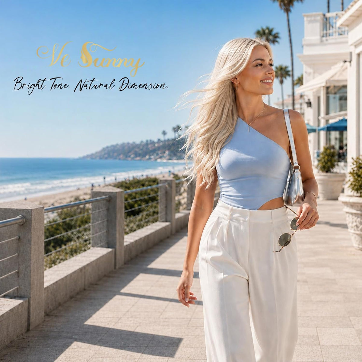 Ve Sunny Clip-In Hair Extensions | Remy Human Hair, #60 Platinum Blonde, 20 Inch 120g