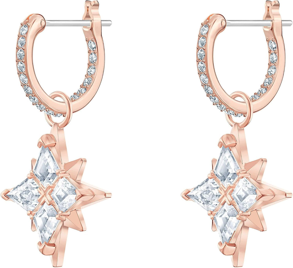 Swarovski Symbolic Star Mini Hoop Earrings | Rose Gold-Tone