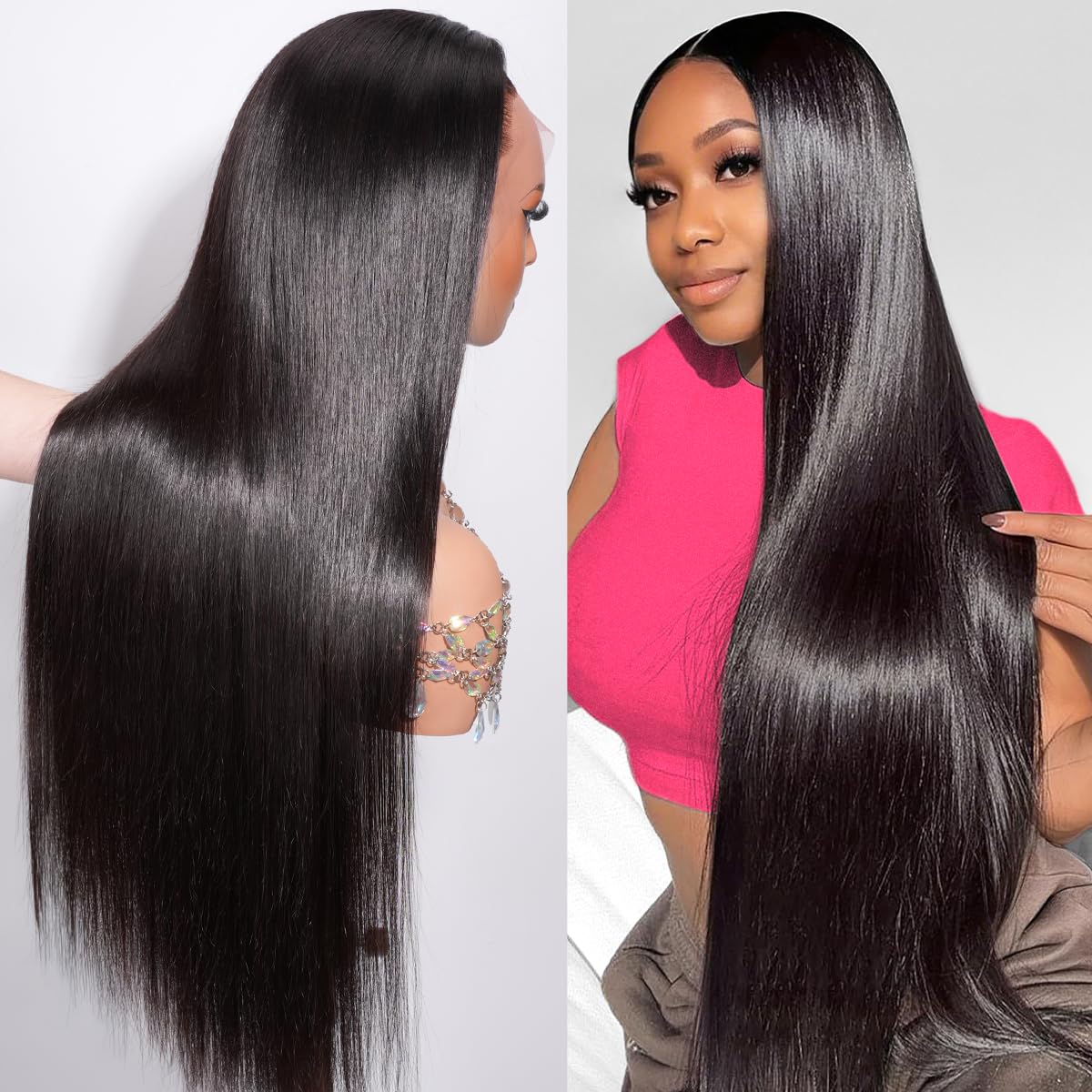 Hermosa 24 Inch Straight 13x6 HD Lace Front Wig | Unprocessed Brazilian Human Hair, 180% Density