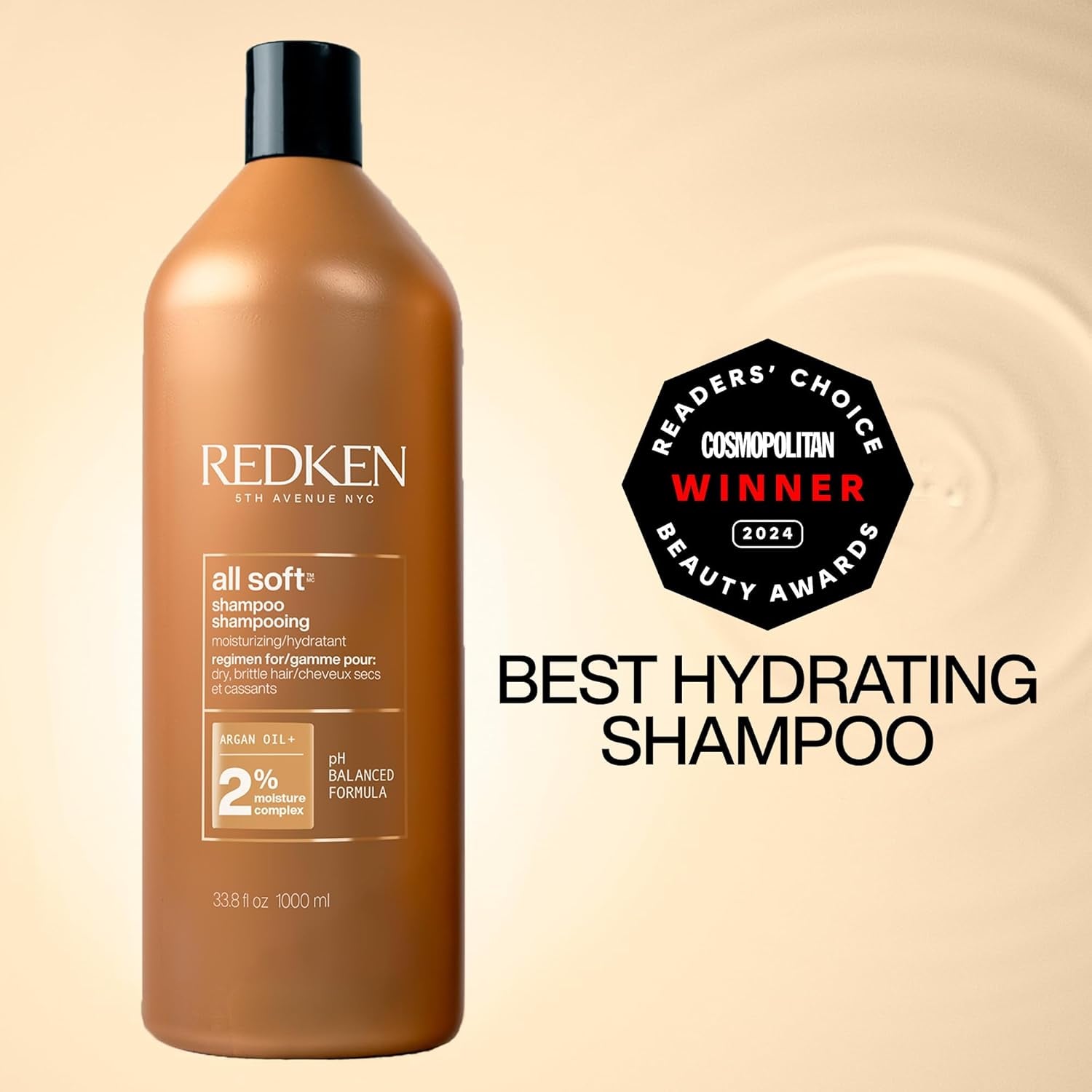 Redken All Soft Shampoo - Moisturizes & Hydrates Dry Hair, Softens & Adds Shine, with Argan Oil, Safe for Color-Treated Hair