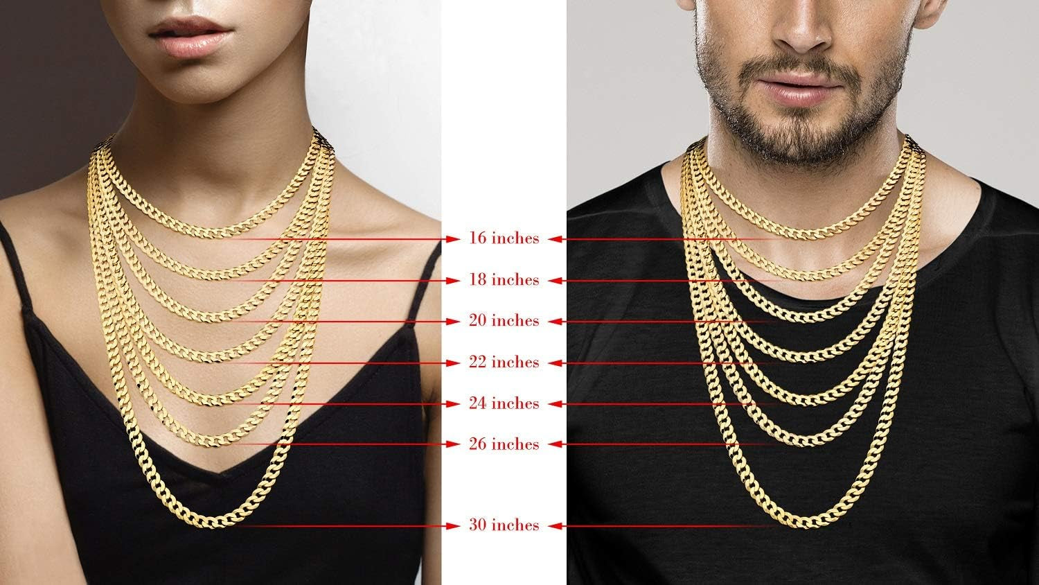 Solid 18K Gold over Sterling Silver Italian 7Mm Diamond-Cut Cuban Link Curb Chain Necklace for Men Women