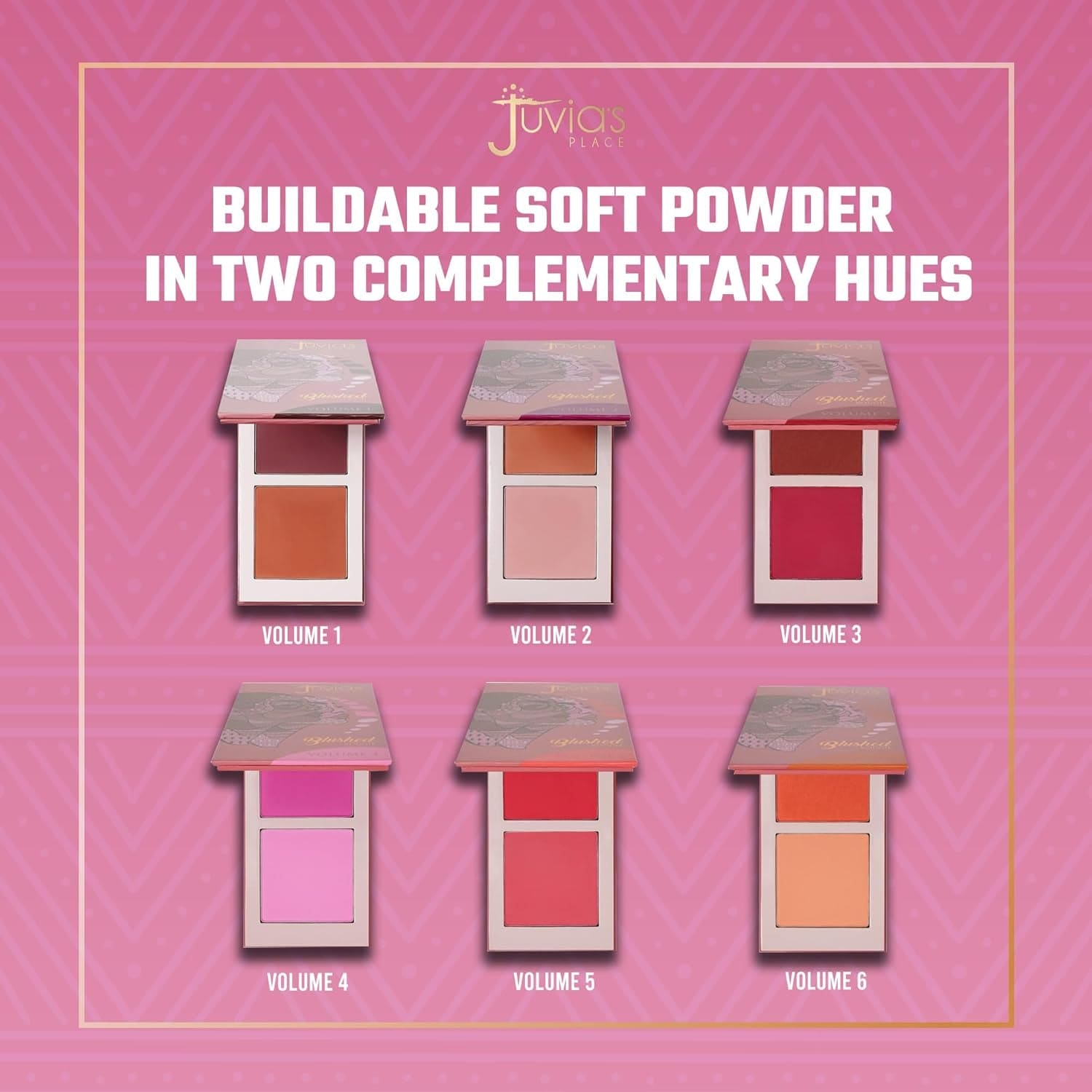 Blushed Duo Blush Volume4 - Two Tone Pigmented Buildable Pressed Mineral Powder - Rosy Natural Cheeks Matte Fresh Finish for All Skin Color