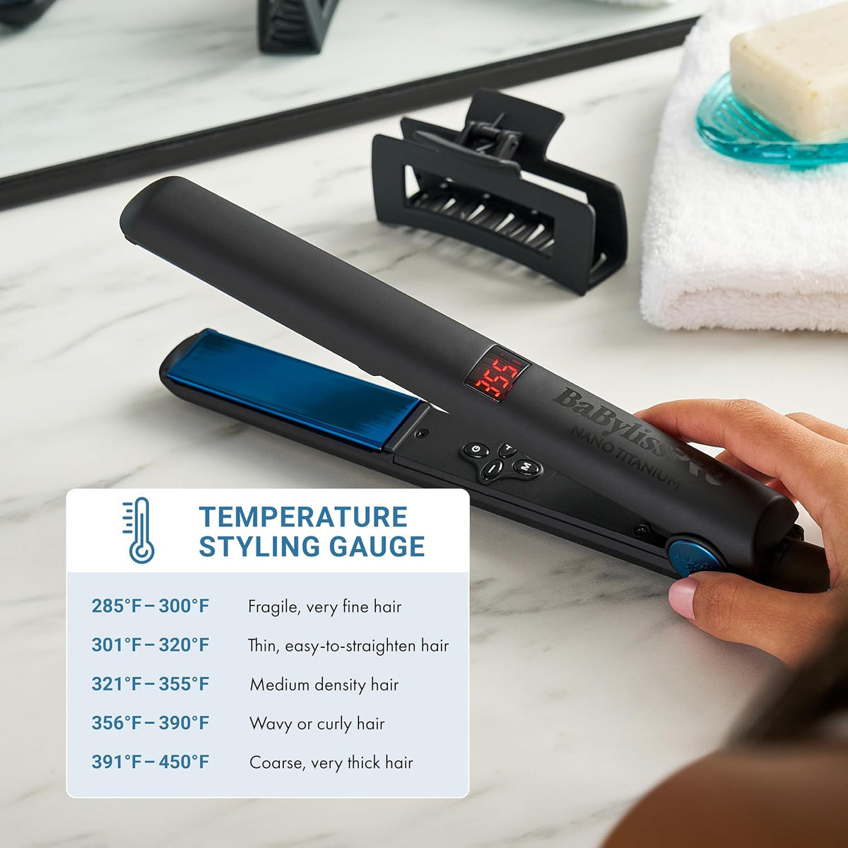 BaBylissPRO Nano Titanium Digital Flat Iron | Black