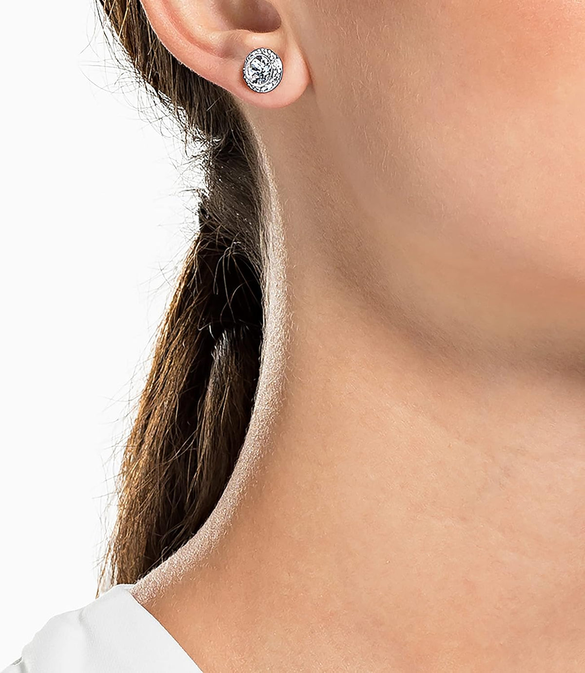 Swarovski Una Angelic Stud Earrings | Clear Crystal, Rhodium-Plated